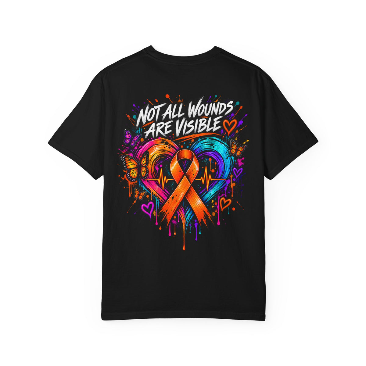 MS- Awareness Heart Ribbon T-Shirt — “Not All Wounds Are Visible” Neuropathy Support Tee