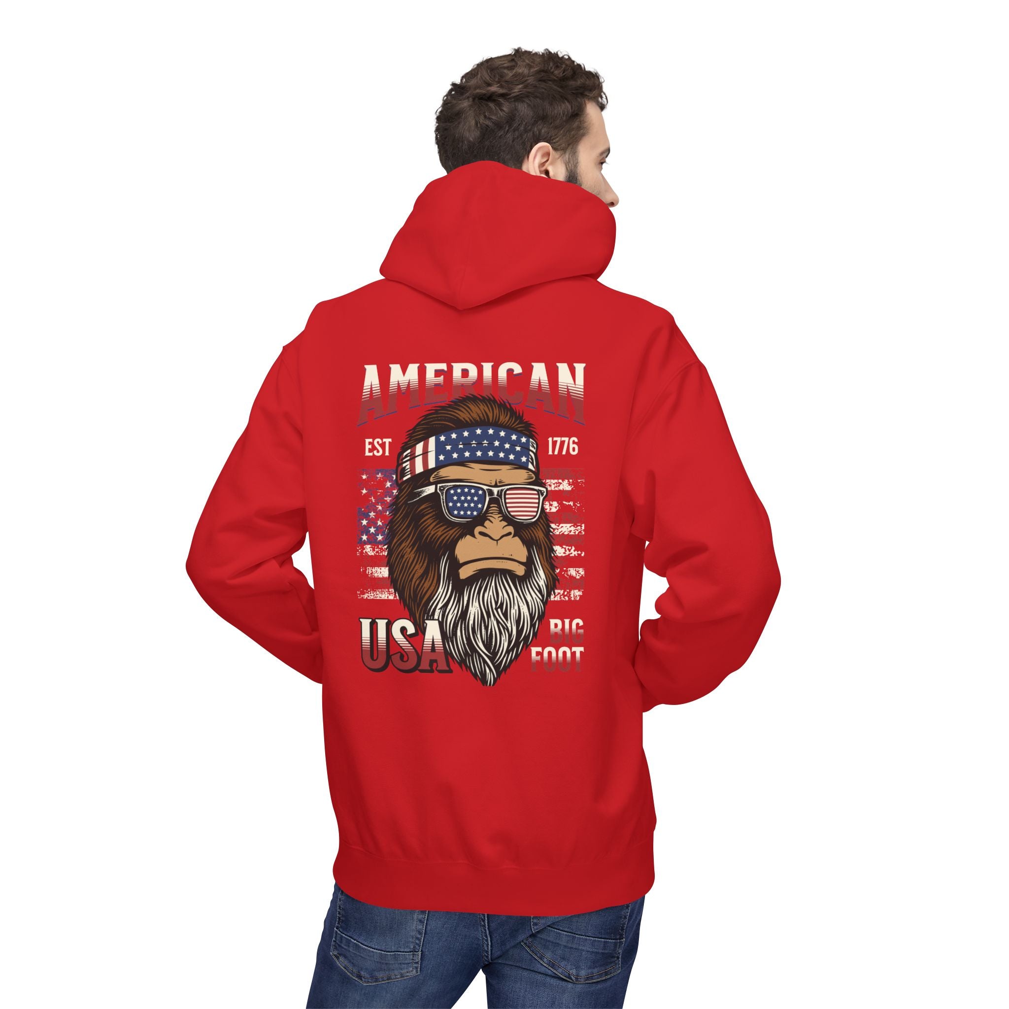Ant-Hoodie - "God Bless America" Patriotic Ape Graphic USA Hoodie