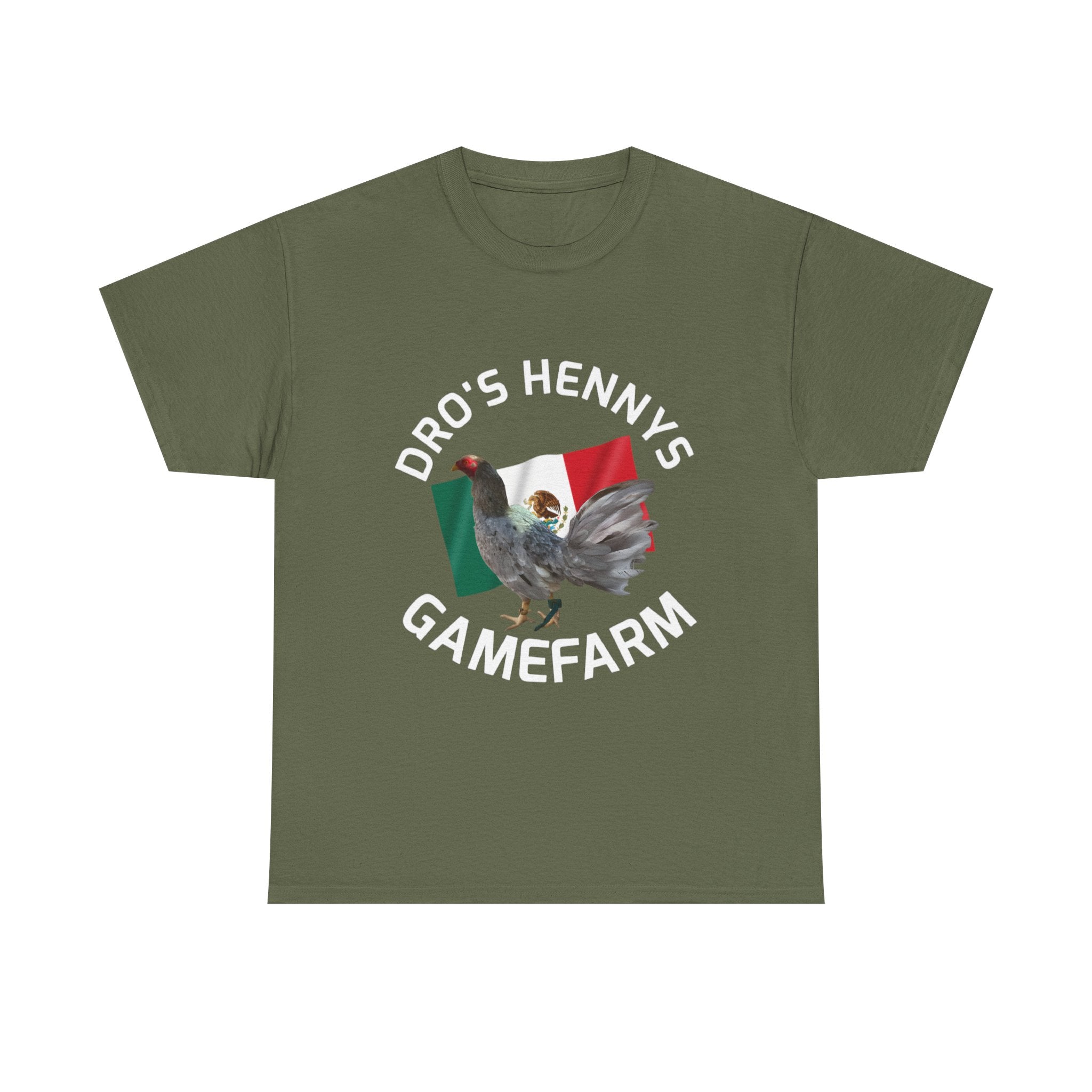 Henny-Gamefowl Tee — "Dro's Henny's Gamefarm" Mexican Flag Rooster Shirt
