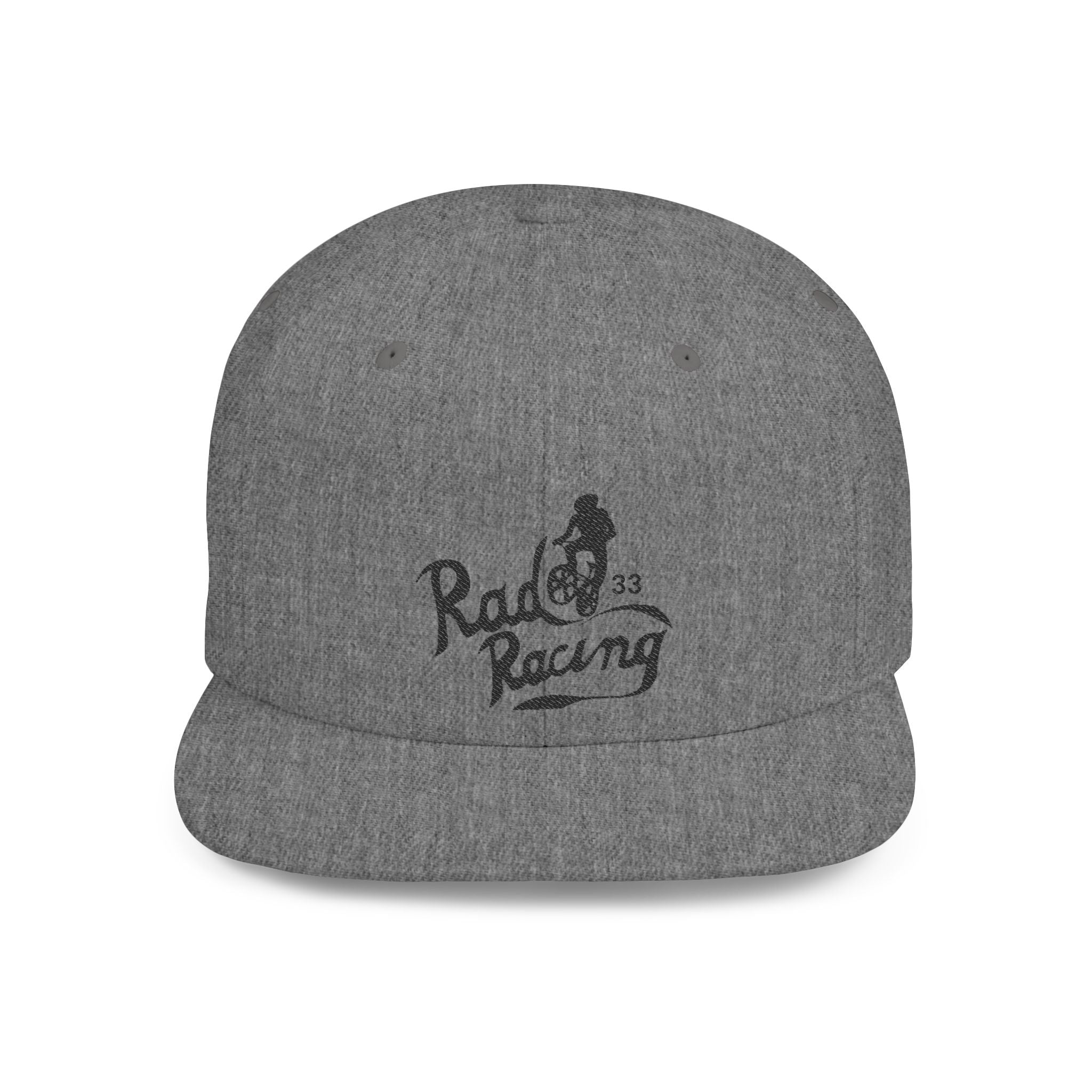 Rad-Flat Bill Snapback Hat — Retro 'Racer Racing' Embroidered Logo Cap