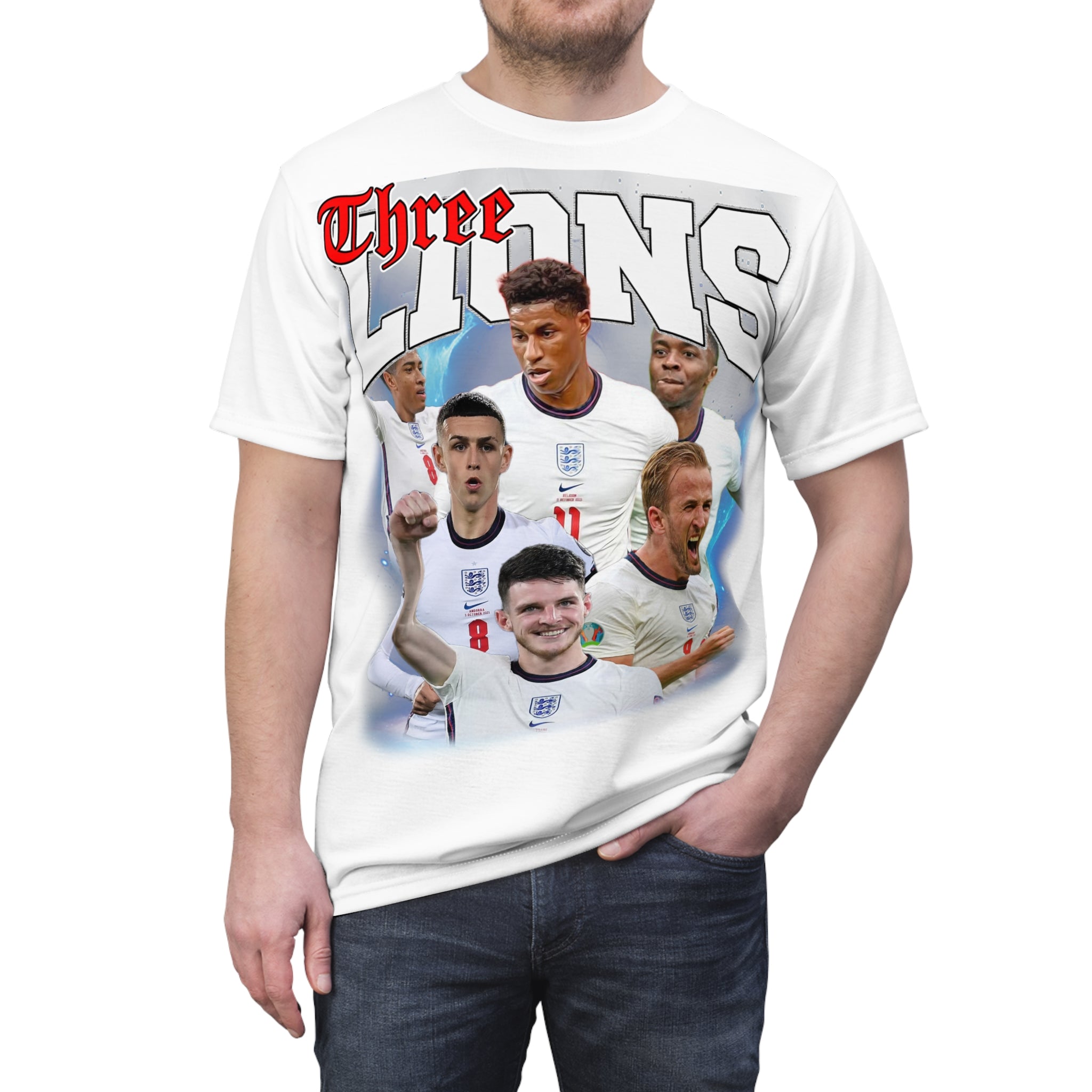 Team-Three Lions England Football Team Tee — Soccer Fan Jersey