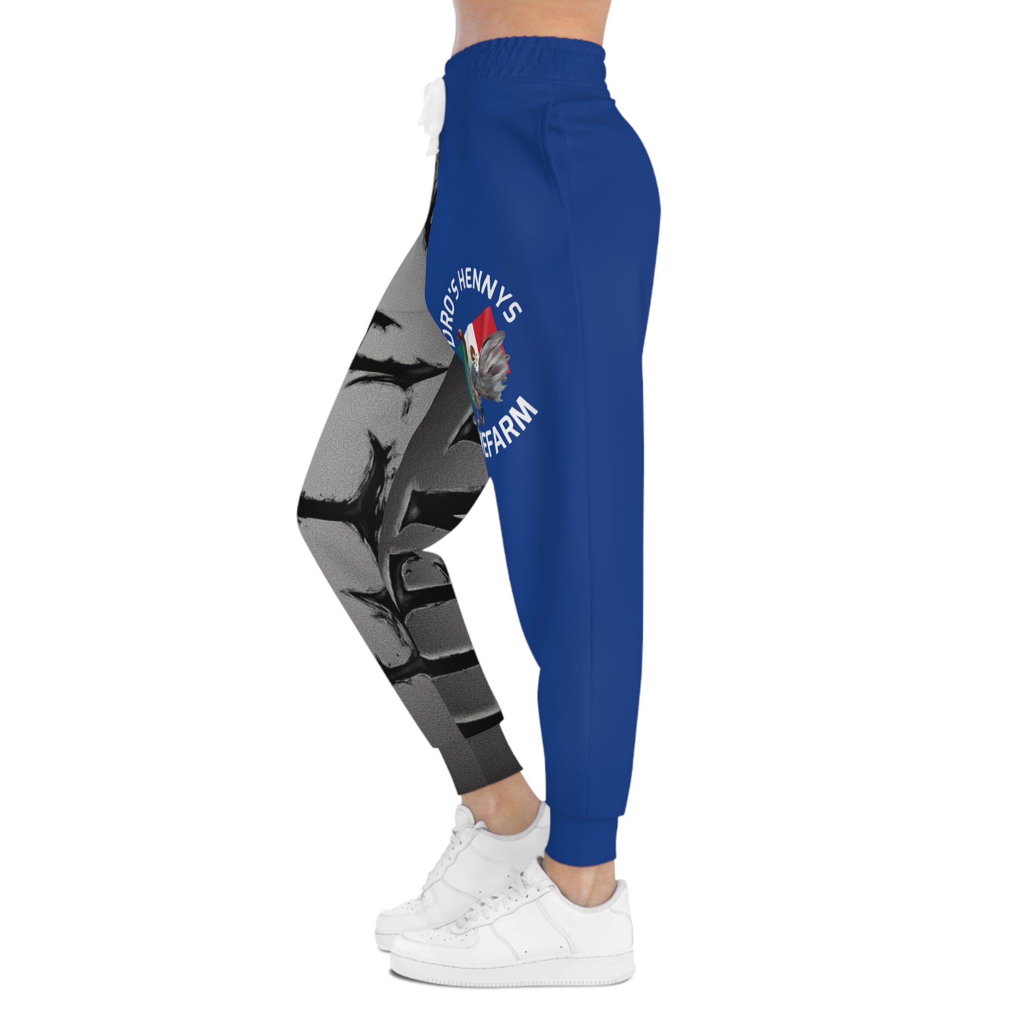 Henny- Gamefarm Athletic Joggers — Blue Gamefowl Graphic Joggers