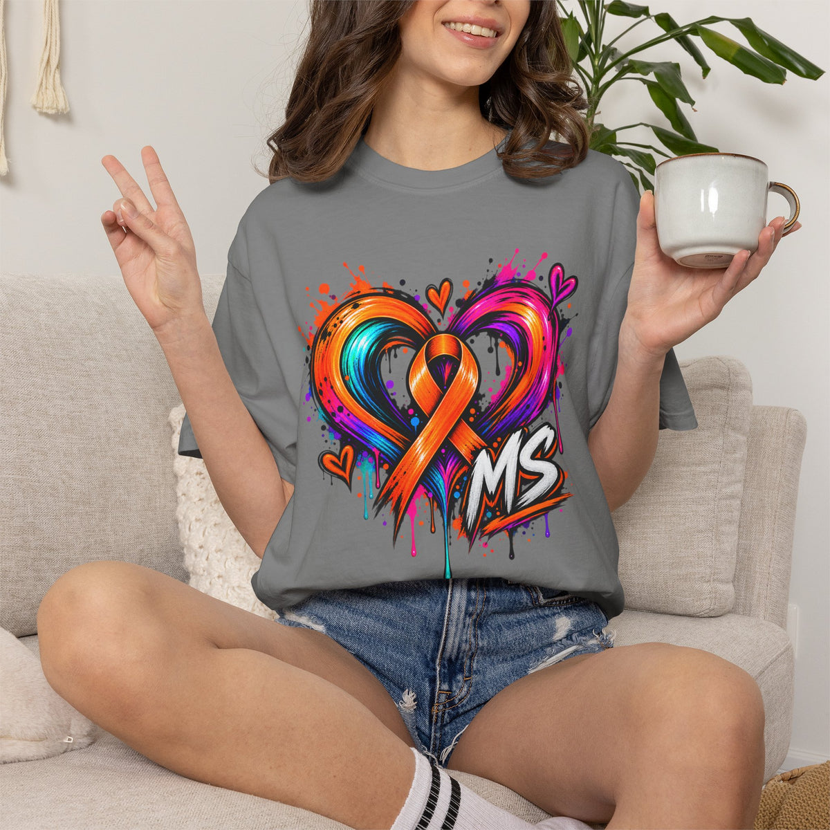 MS- Awareness Heart Ribbon T-Shirt — “Not All Wounds Are Visible” Neuropathy Support Tee