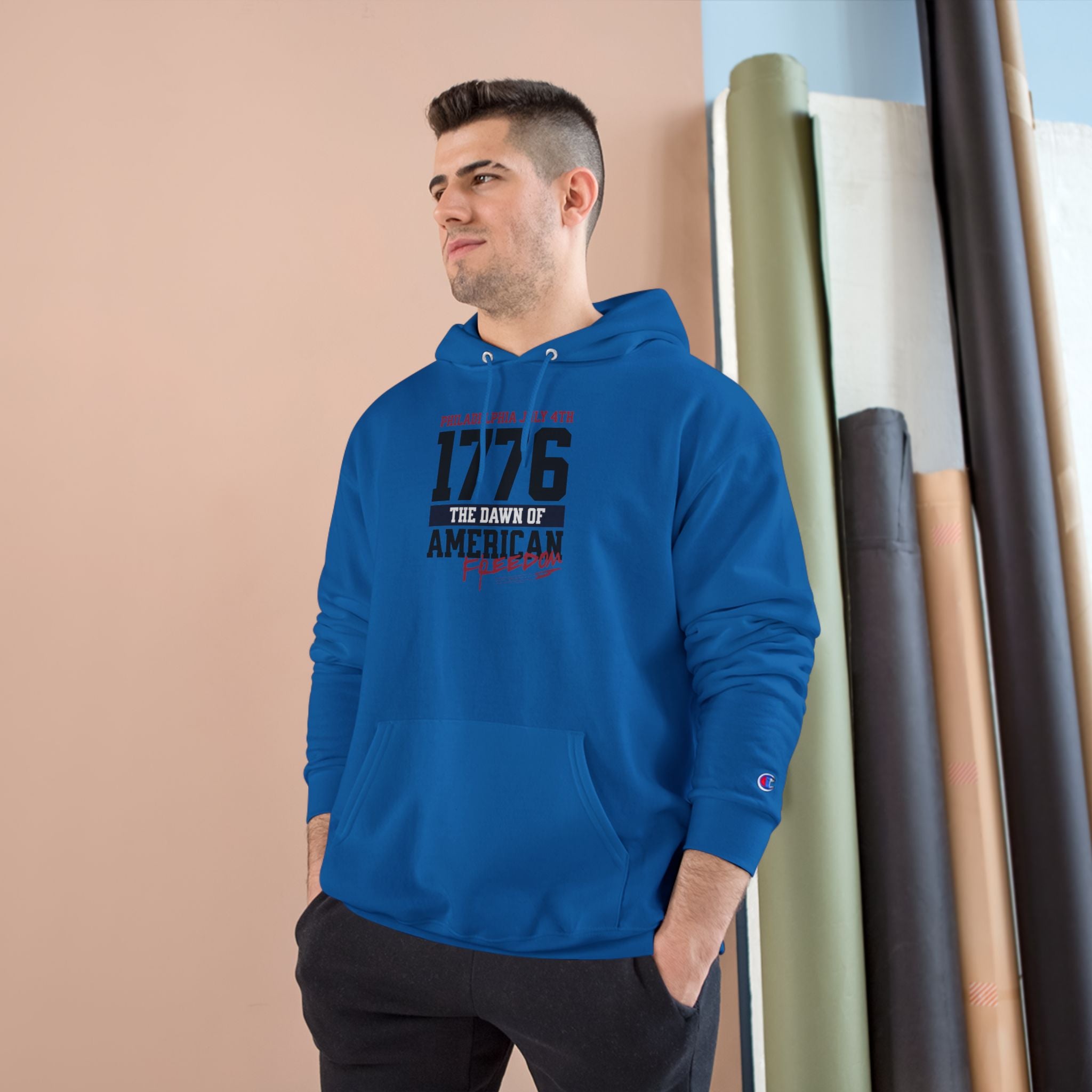 Ant-Patriotic 1776 Hoodie — "Love It or Leave It" American Flag Champion Hoodie