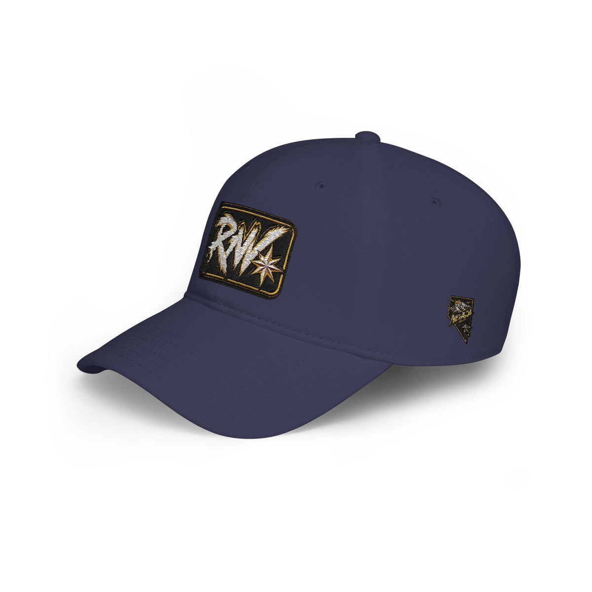 Hat-Red Low-Profile Baseball Cap with 'RW' Embroidered Patch — Casual Everyday Dad Hat