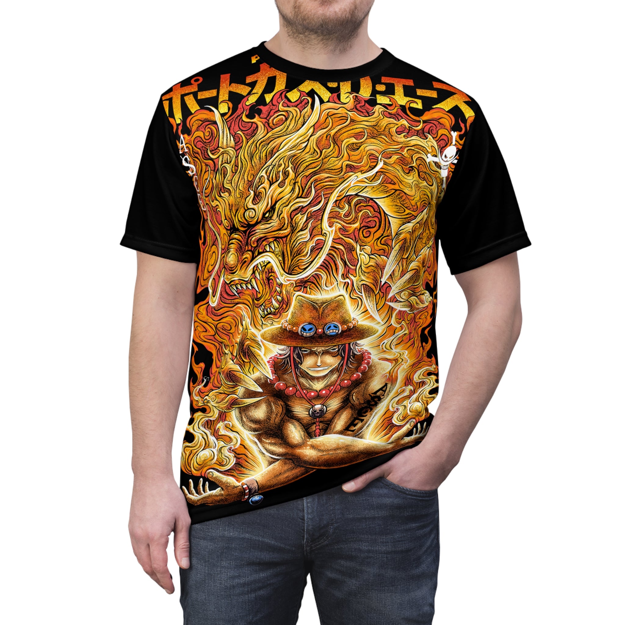 Anime- Flame-Warden Graphic Tee — Bold Anime Fire Spirit Design
