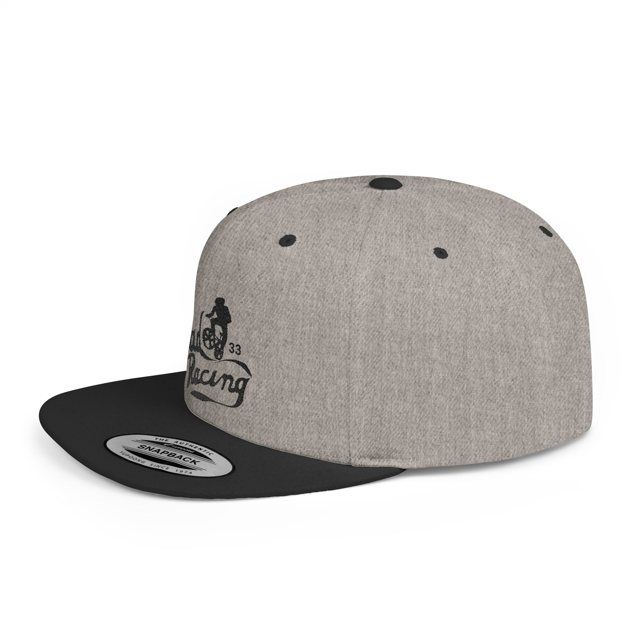 Rad-Flat Bill Snapback Hat — Retro 'Racer Racing' Embroidered Logo Cap