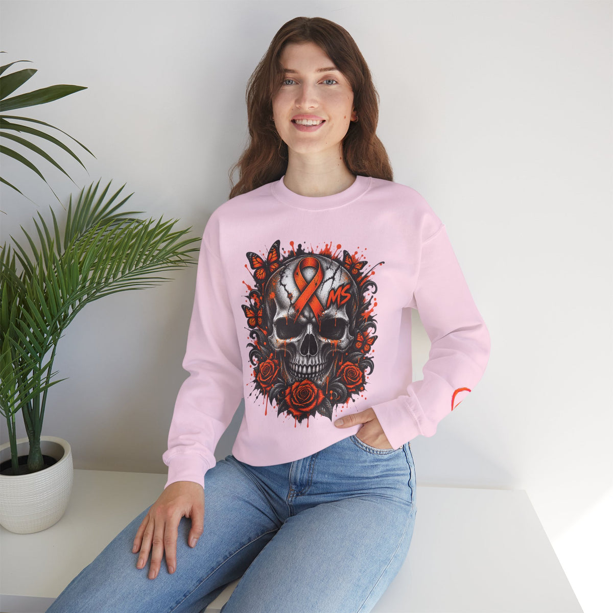 MS- Awareness Skull Crewneck Sweatshirt — "My Lesions Don’t Define Me"