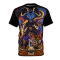 Anime- All-Over Print Tee — Fiery Skull & Serpent Graphic