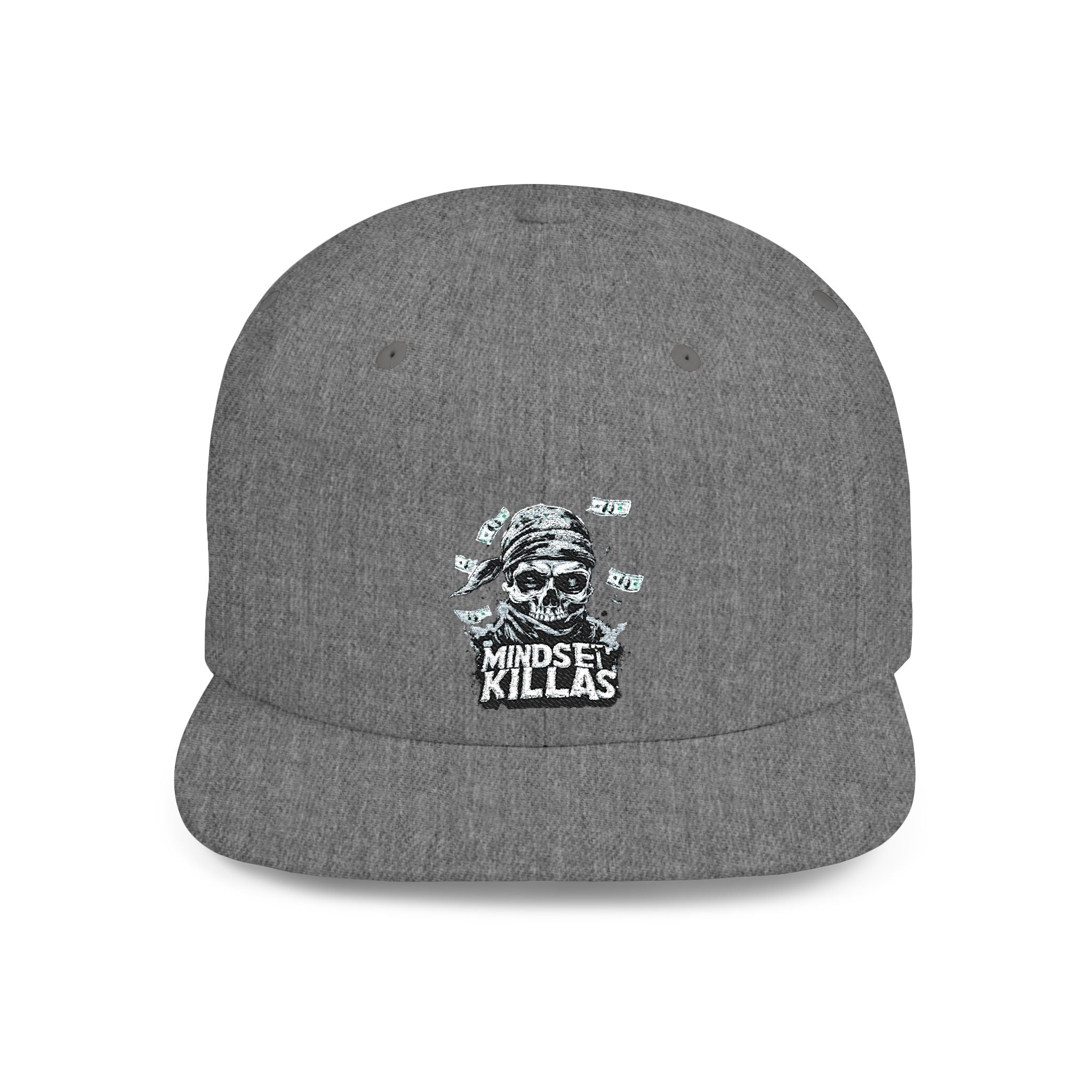Mindset-Snapback Hat — "Kille" Skull Graphic Flat Bill Cap