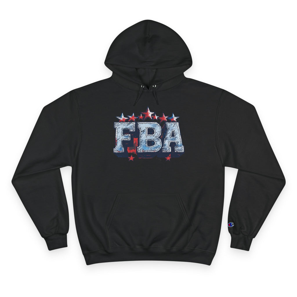 FBA- Graphic Hoodie — Retro Neon Fist & Star Emblem Champion Sweatshirt