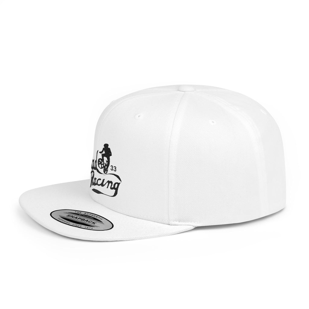 Rad-Flat Bill Snapback Hat — Retro 'Racer Racing' Embroidered Logo Cap