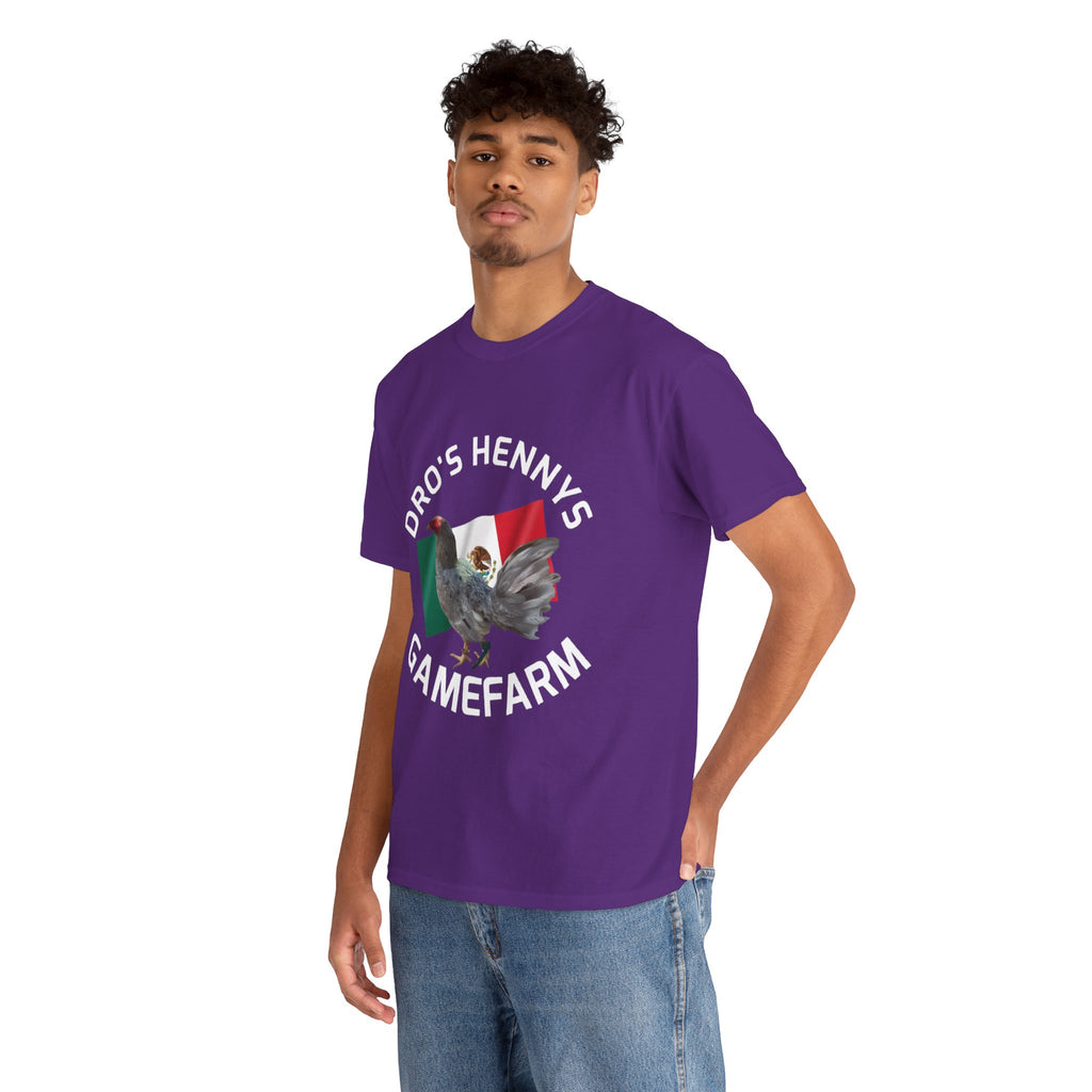 Henny-Gamefowl Tee — "Dro's Henny's Gamefarm" Mexican Flag Rooster Shirt
