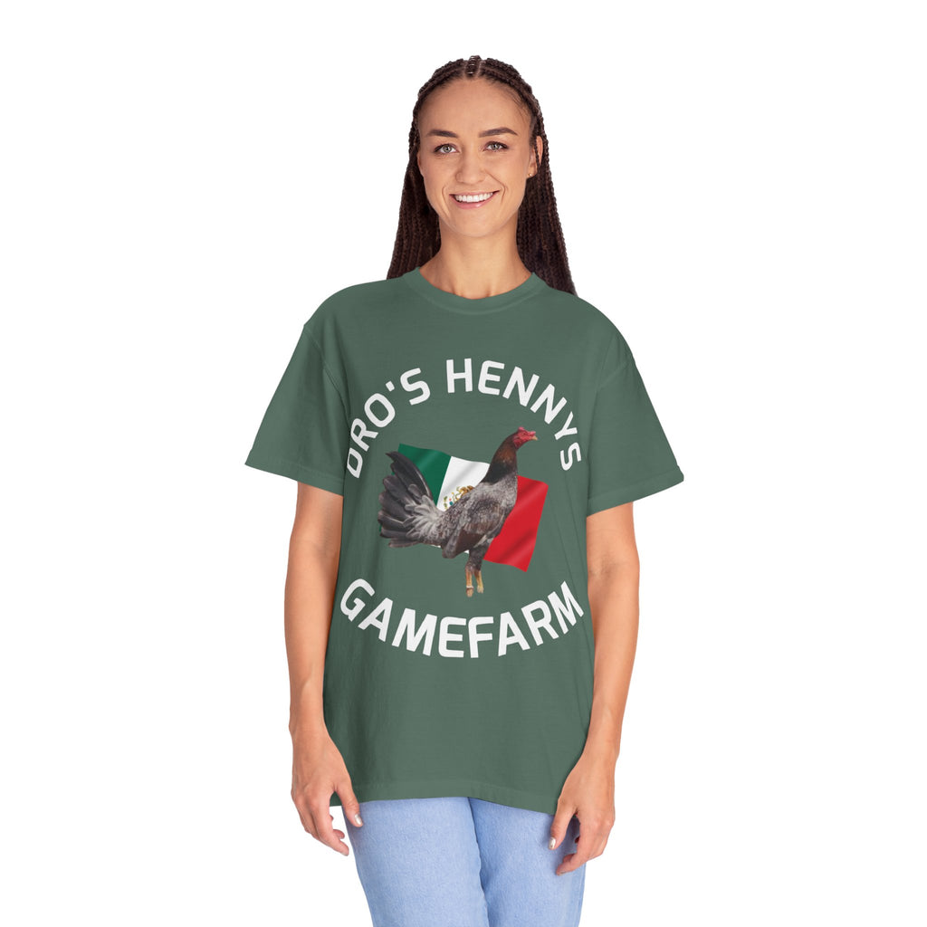 Henny- Gamefarm Rooster T-Shirt — "Dro's Henny's Gamefarm" Poultry Farm Tee