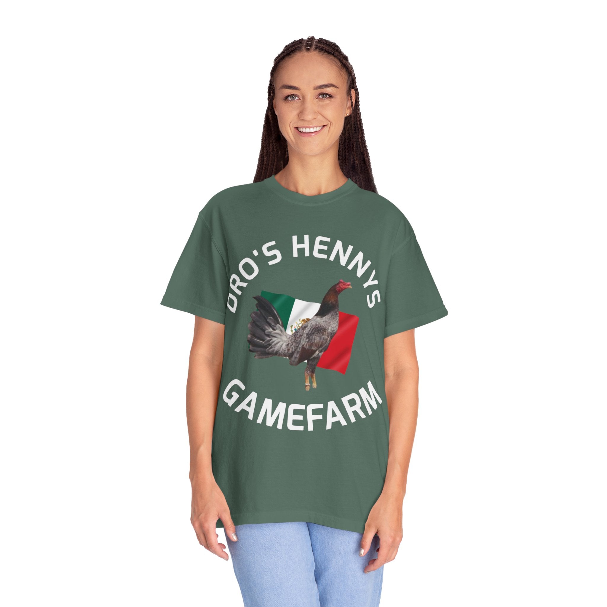 Henny- Gamefarm Rooster T-Shirt — "Dro's Henny's Gamefarm" Poultry Farm Tee