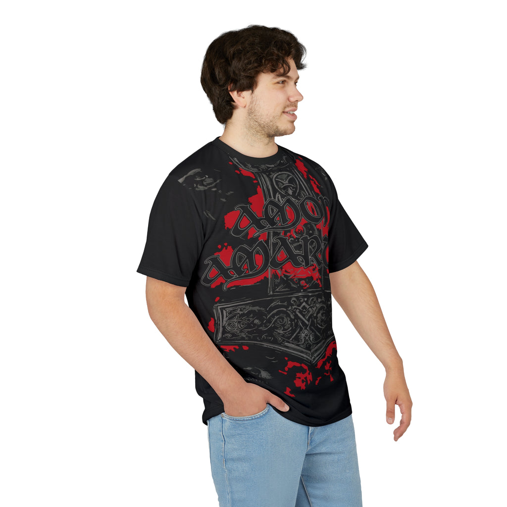 Metal- Viking Mjolnir Gothic Tee — 'Amon Amarth' Red & Black Metal T-Shirt