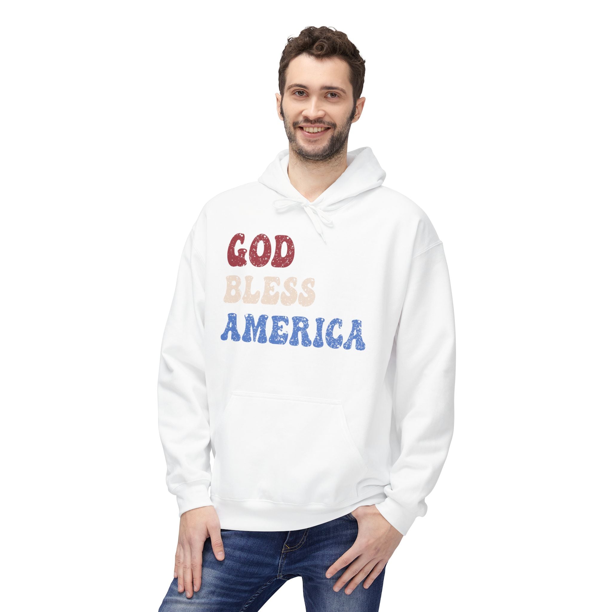 Ant-Hoodie - "God Bless America" Patriotic Ape Graphic USA Hoodie
