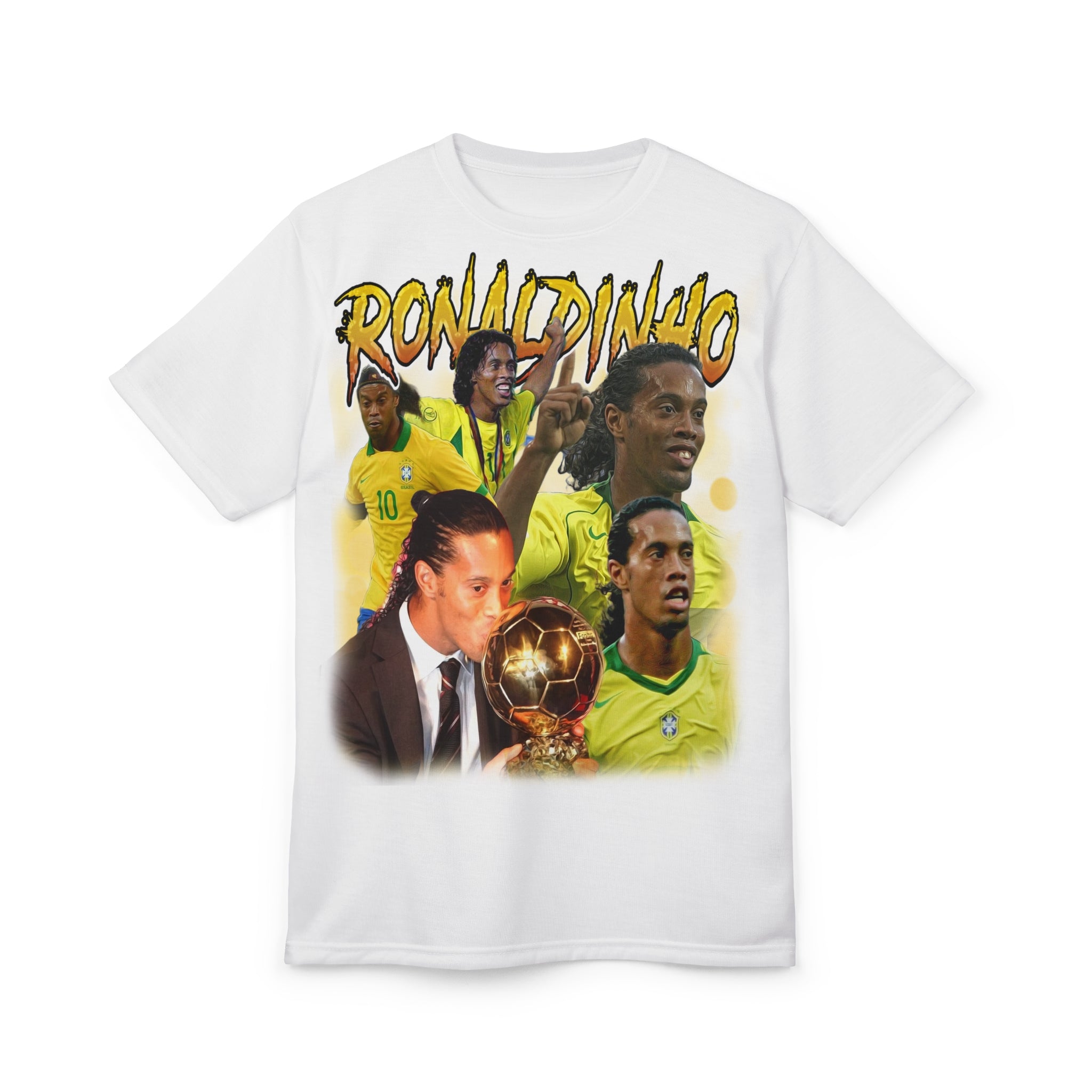 Team-Legendary Soccer Collage Tee — Ronaldinho Graphic Shirt
