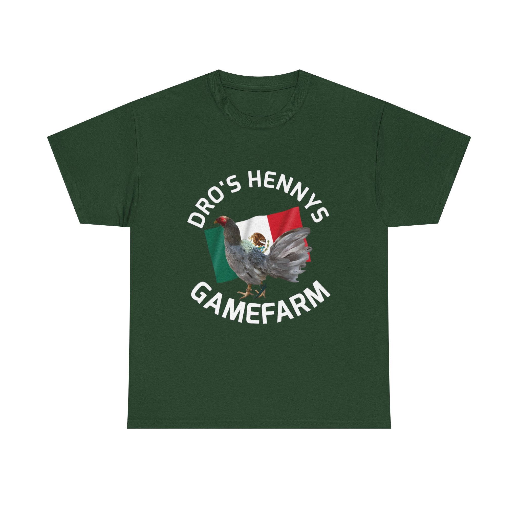 Henny-Gamefowl Tee — "Dro's Henny's Gamefarm" Mexican Flag Rooster Shirt