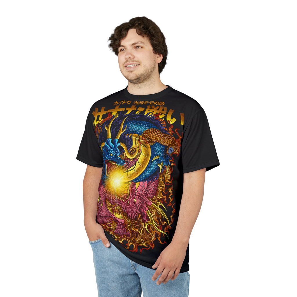 Anime- Dragon Oni Graphic Tee — Japanese Kanji Flame Design