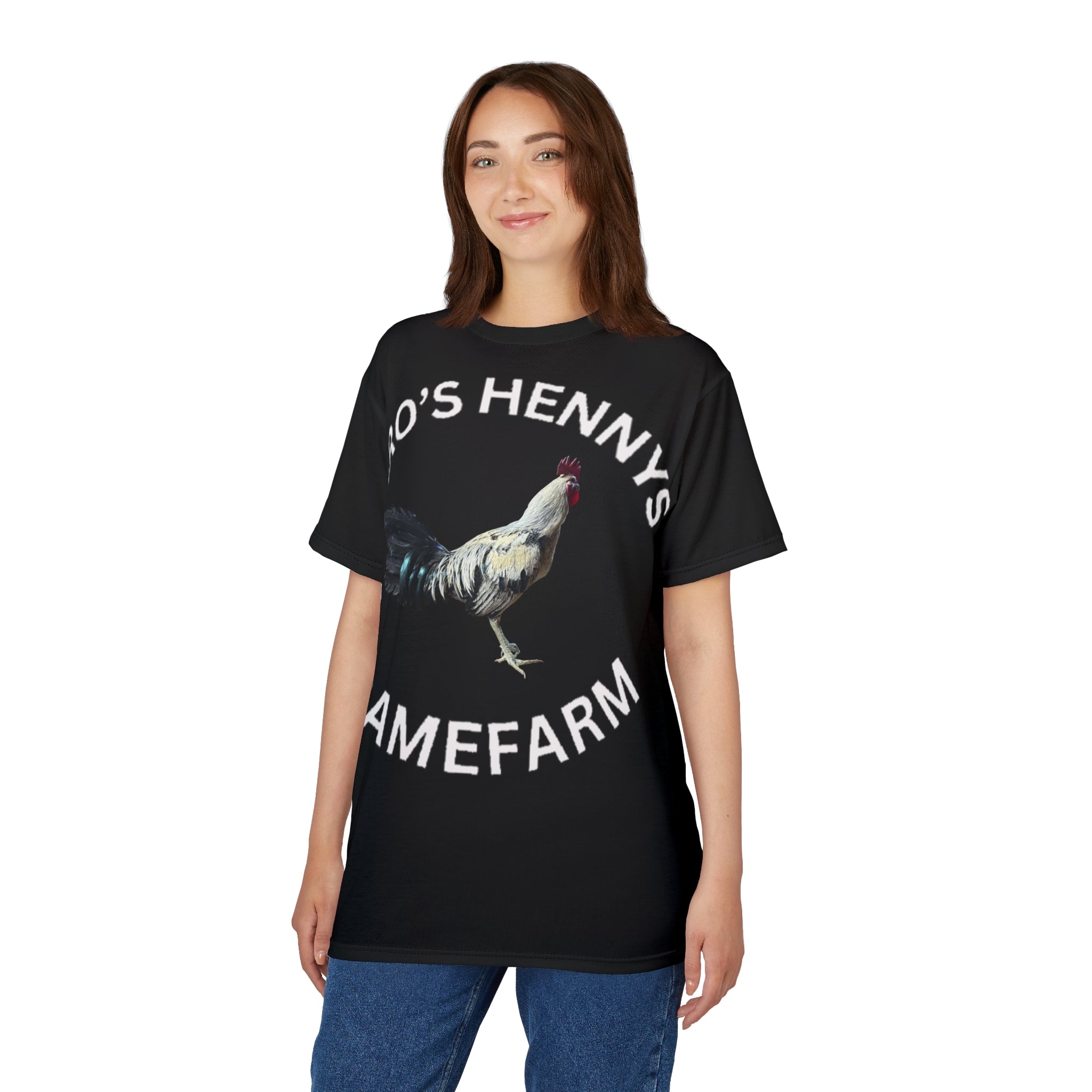 Henny-Gamefarm Rooster T-Shirt — "Dro's Hennys Gamefarm" Rooster Graphic Tee