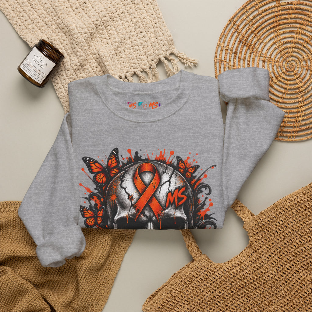 MS- Awareness Skull Crewneck Sweatshirt — "My Lesions Don’t Define Me"