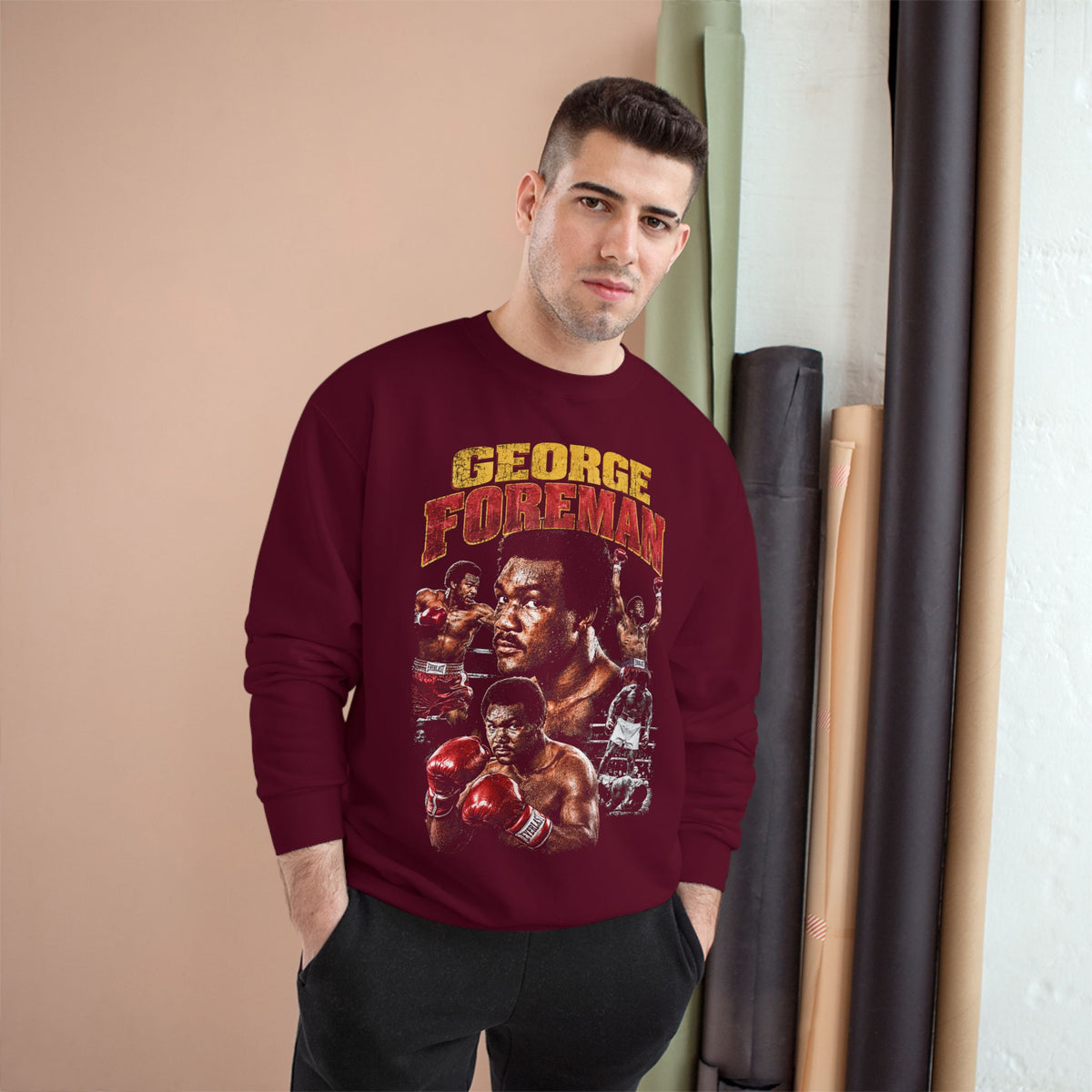 Retro Champion Tribute- Boxing Sweatshirt — Vintage Fighter Graphic Crewneck