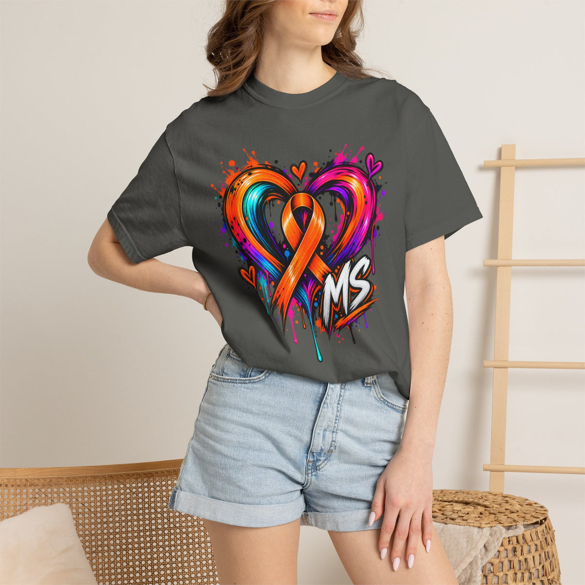 MS- Awareness Heart Ribbon T-Shirt — “Not All Wounds Are Visible” Neuropathy Support Tee