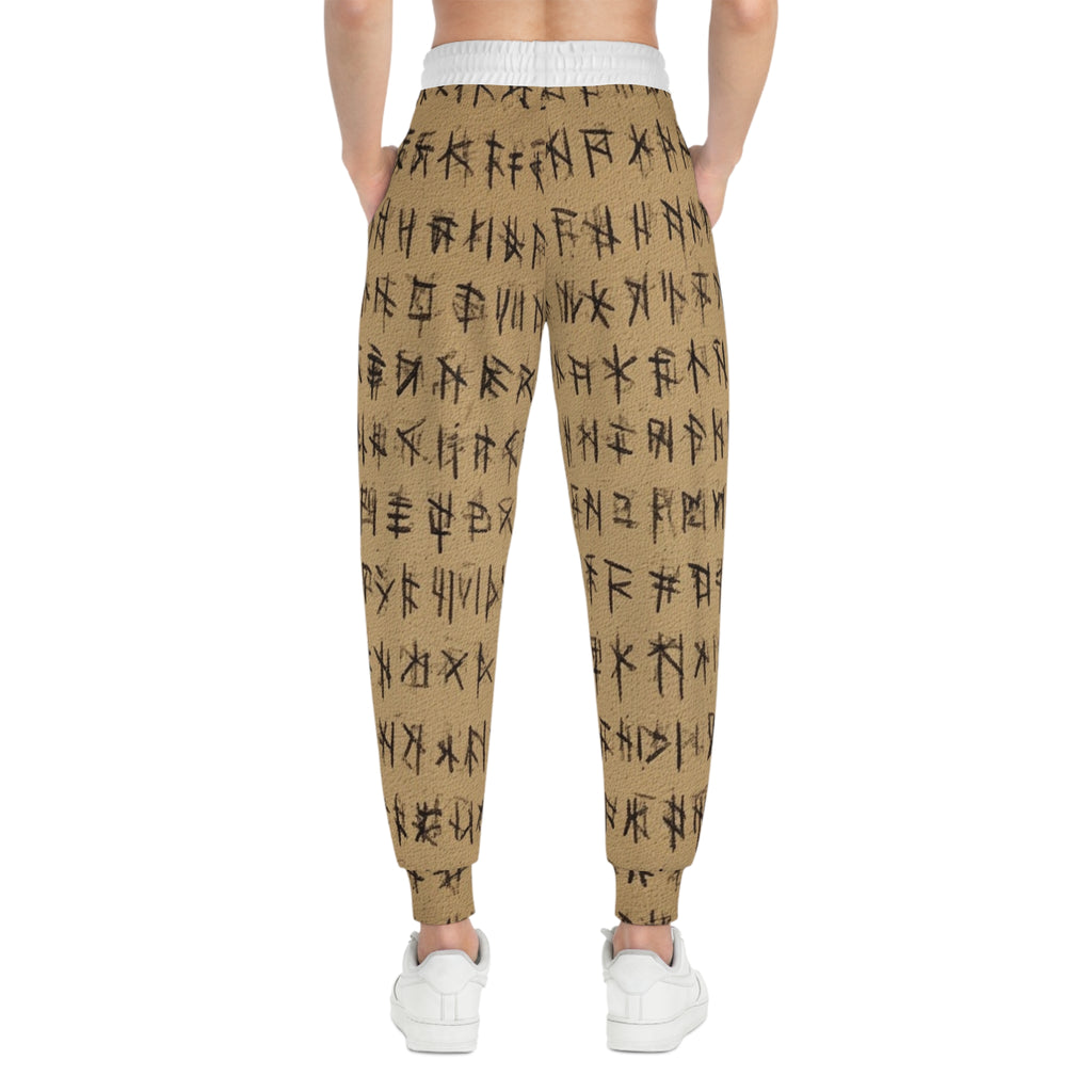Joggers-Runic Pattern— Rustic Tribal Symbol Athletic Pants