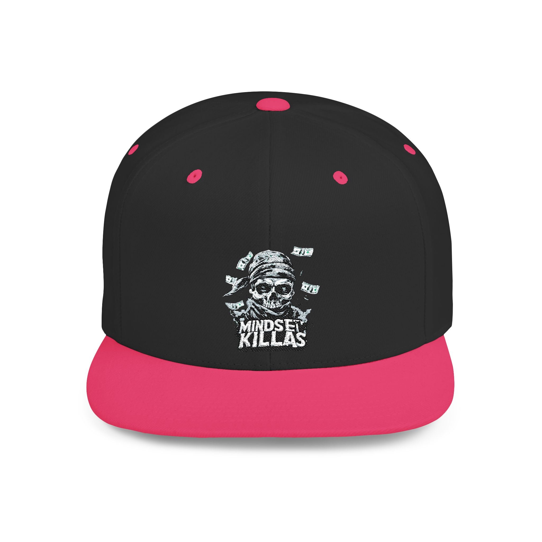 Mindset-Snapback Hat — "Kille" Skull Graphic Flat Bill Cap