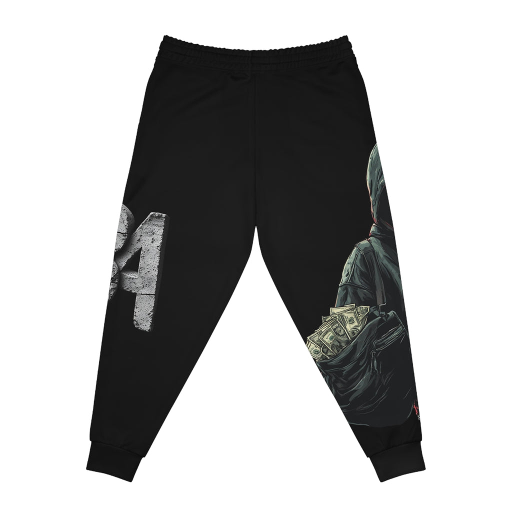 Mindset-Money Heist Hoodie Joggers — Graphic Athletic Sweatpants with Hooded Robber Design