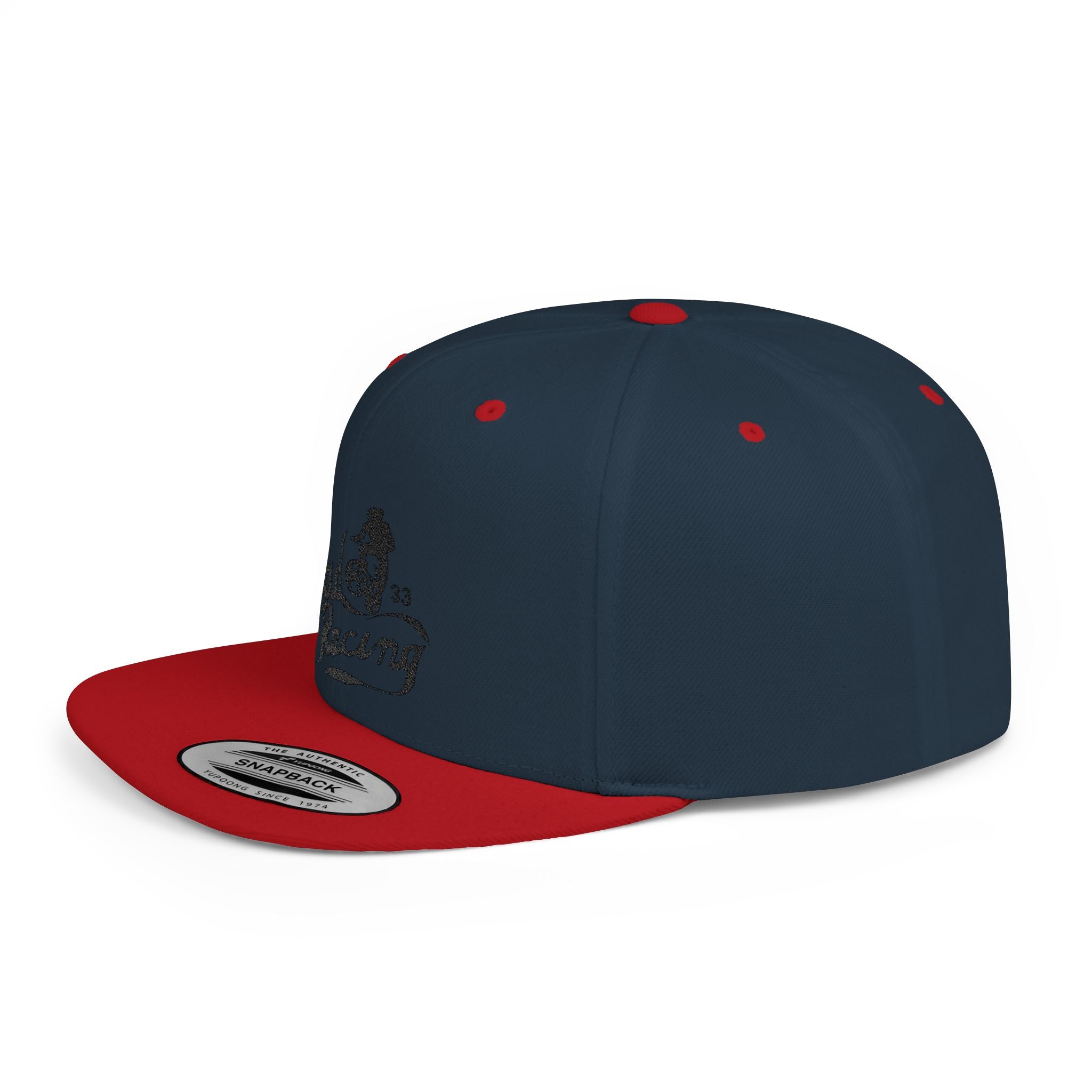 Rad-Flat Bill Snapback Hat — Retro 'Racer Racing' Embroidered Logo Cap