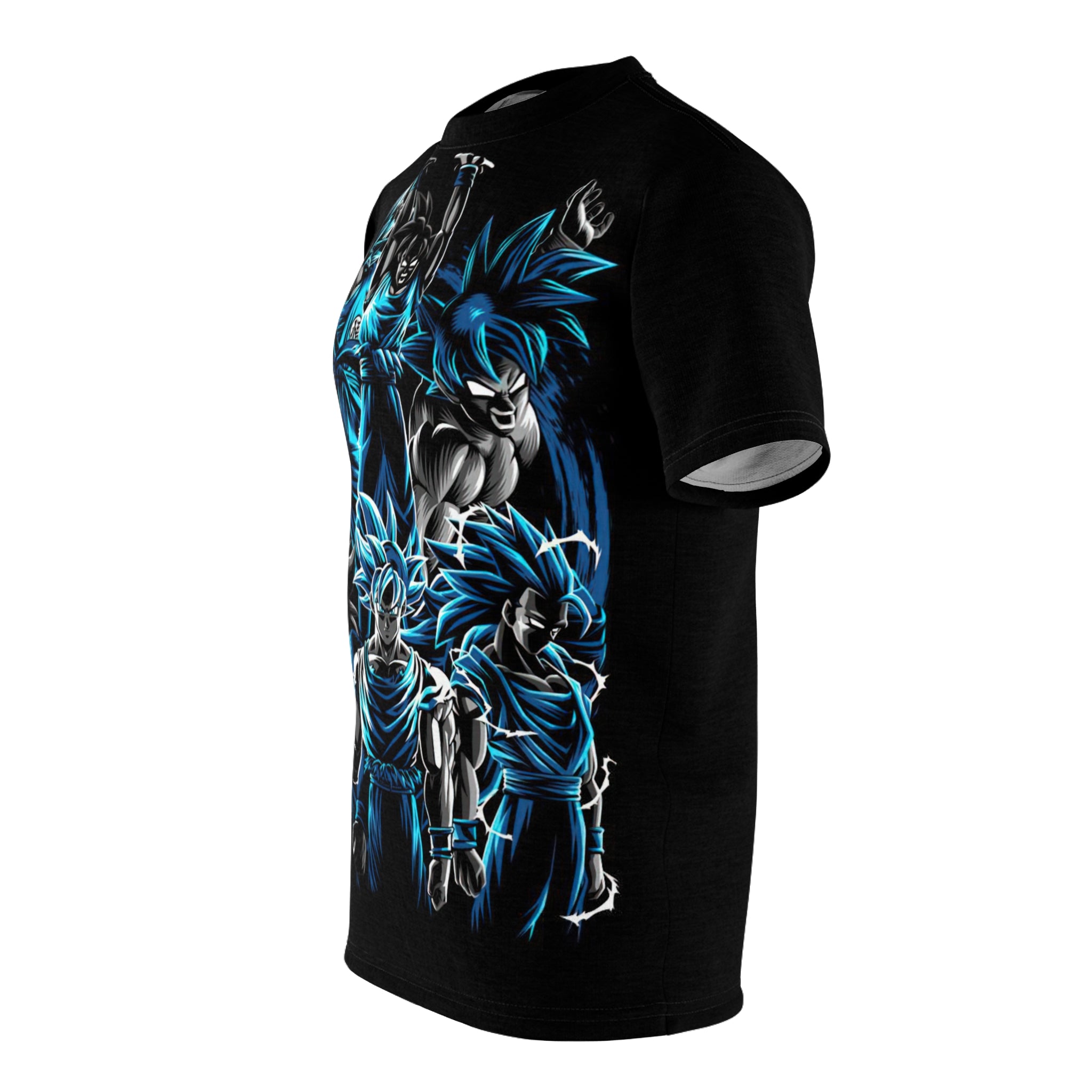 Dragon -Warrior Collage Tee — Blue Neon Anime All-Over Print