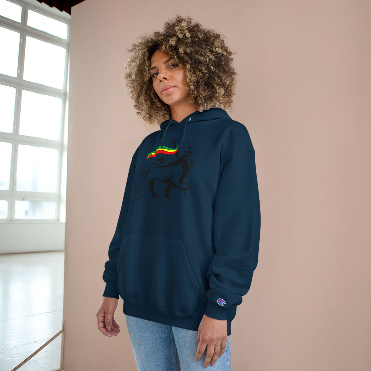 Variety-Rastafarian Lion Hoodie — Lion of Judah Design with Rasta Flag & YHWH Back Print