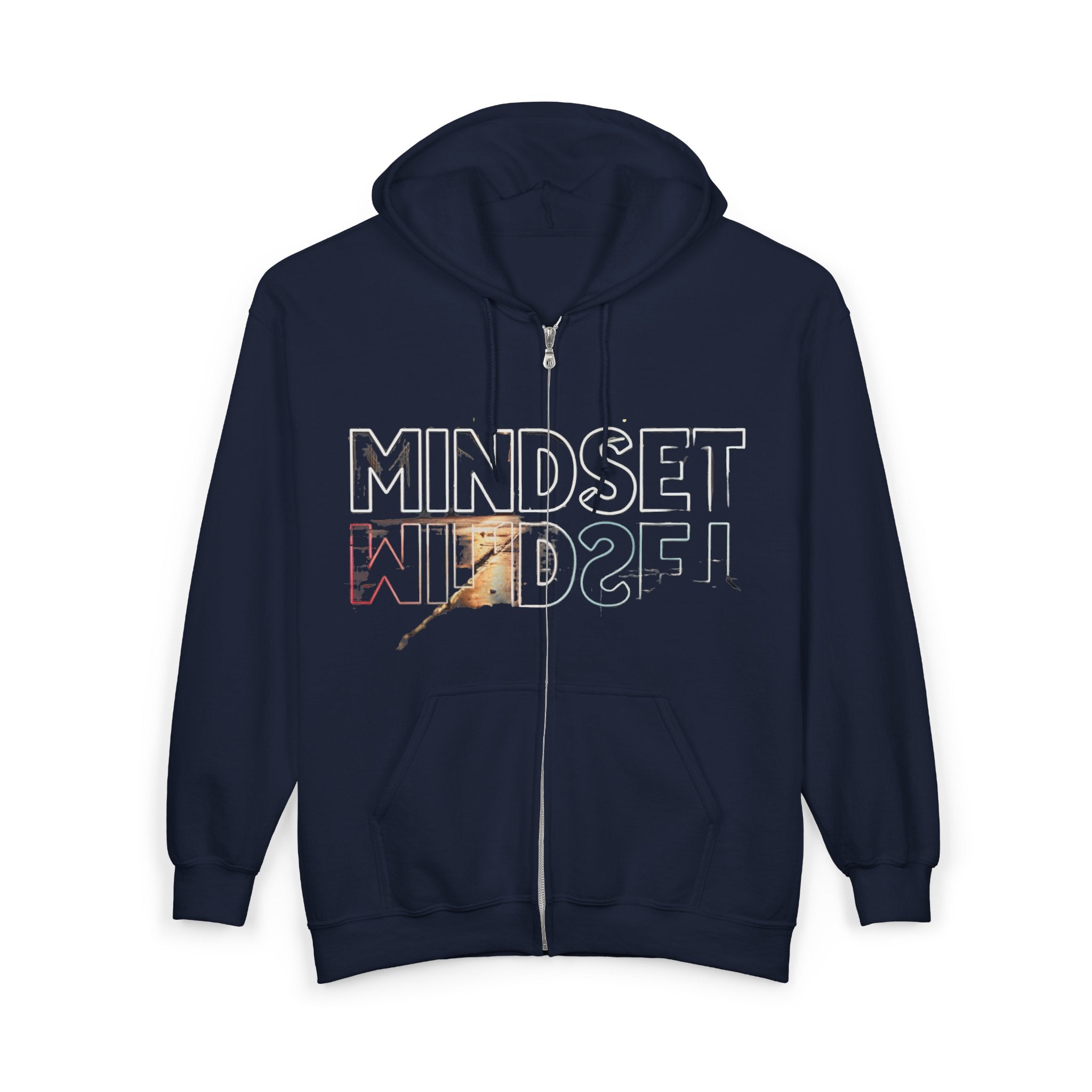 Zip- Mindset Reflection Zip Hoodie — 'MINDSET' Mirrored Statue Graphic
