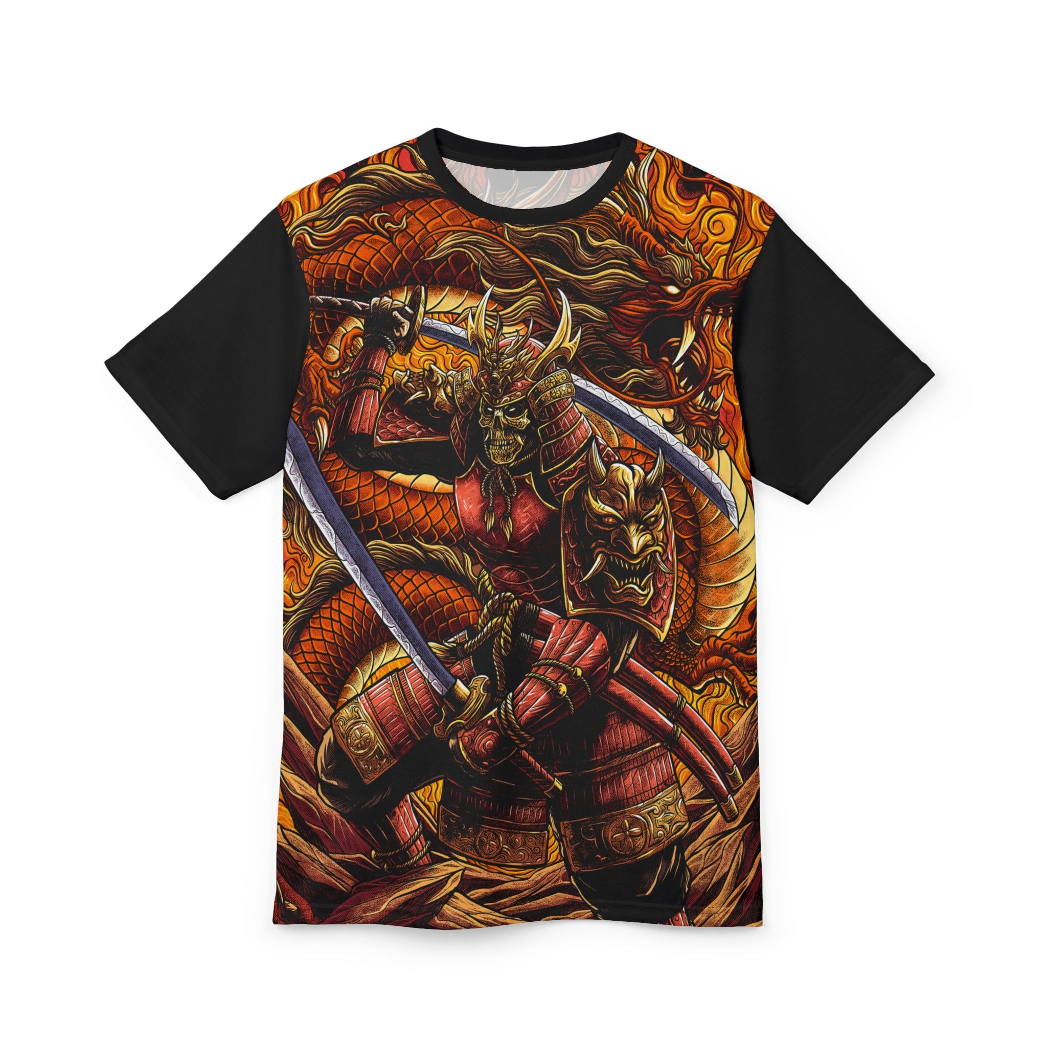 Anime- Battle Tee — Fiery Japanese Warrior Graphic Shirt