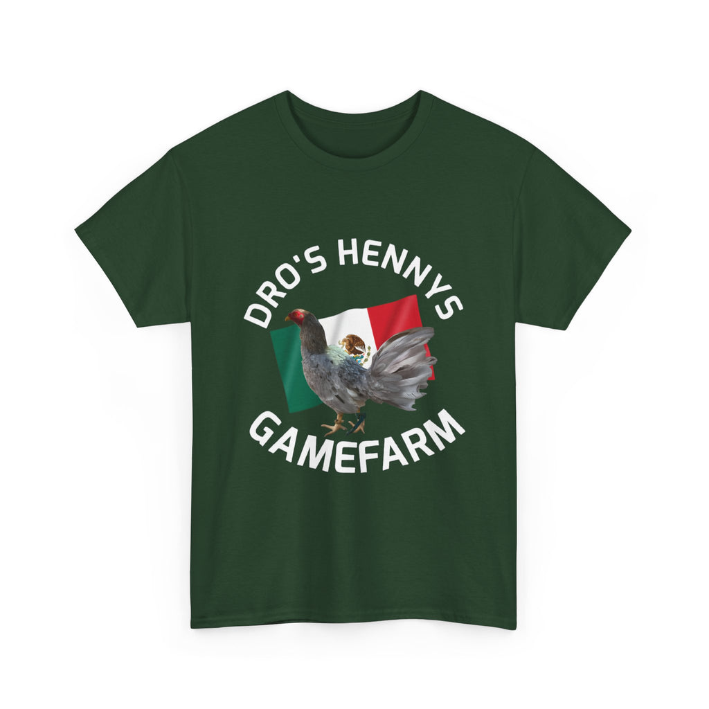Henny-Gamefowl Tee — "Dro's Henny's Gamefarm" Mexican Flag Rooster Shirt