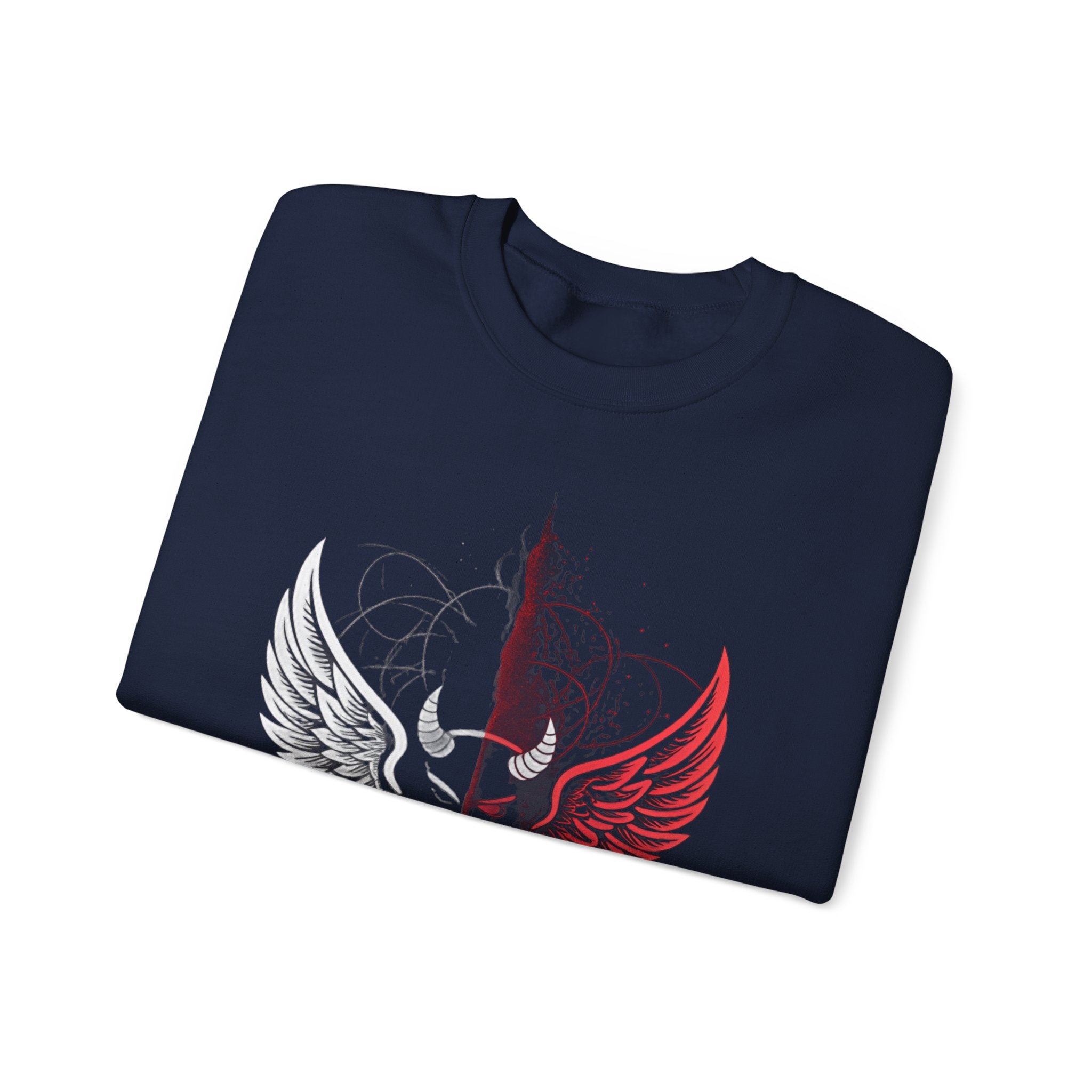 Mindset- Angel Wings Crest Sweatshirt — Split Heart & Wings Graphic Crewneck