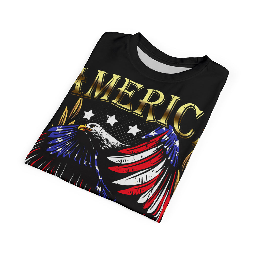 America-Patriotic- Eagle Tee — "America: Love It or Leave It" All-Over Print