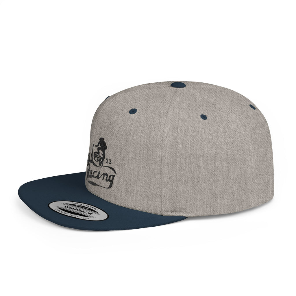 Rad-Flat Bill Snapback Hat — Retro 'Racer Racing' Embroidered Logo Cap