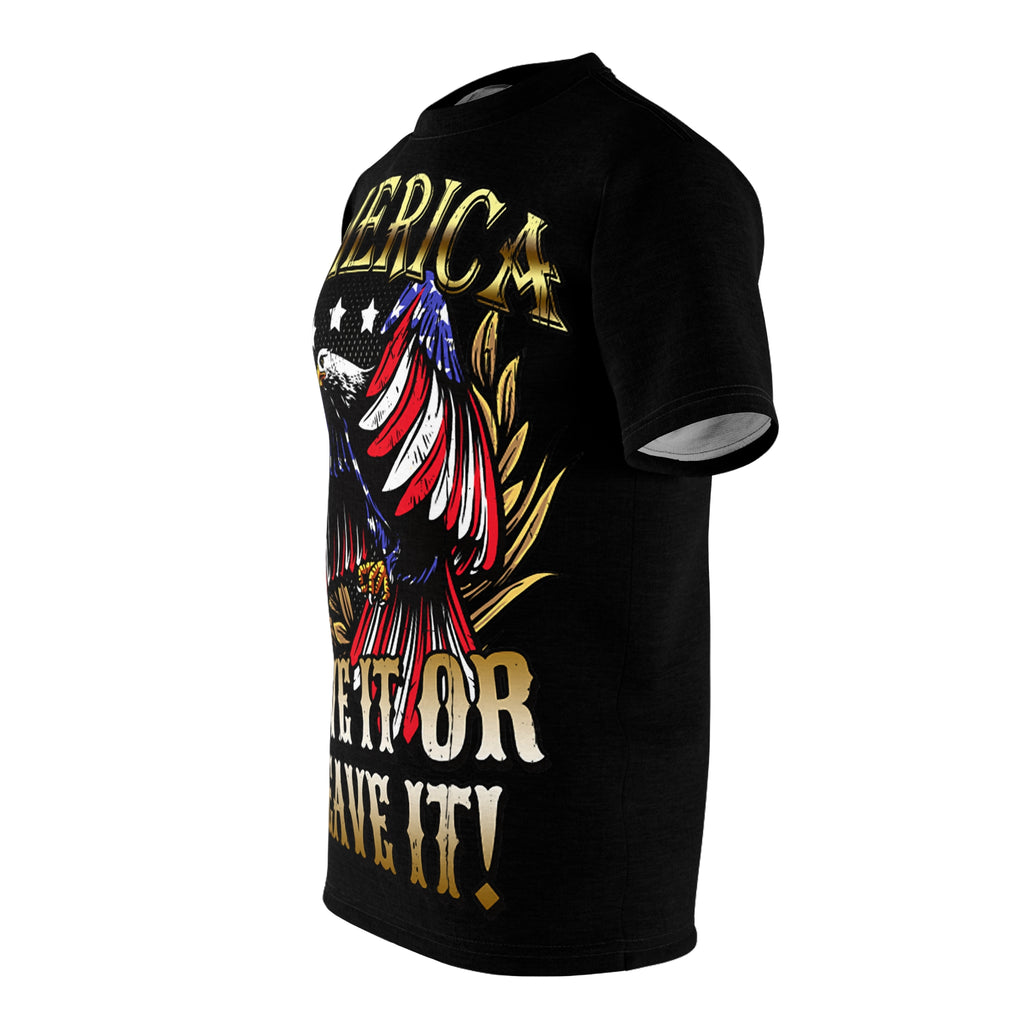 America-Patriotic- Eagle Tee — "America: Love It or Leave It" All-Over Print