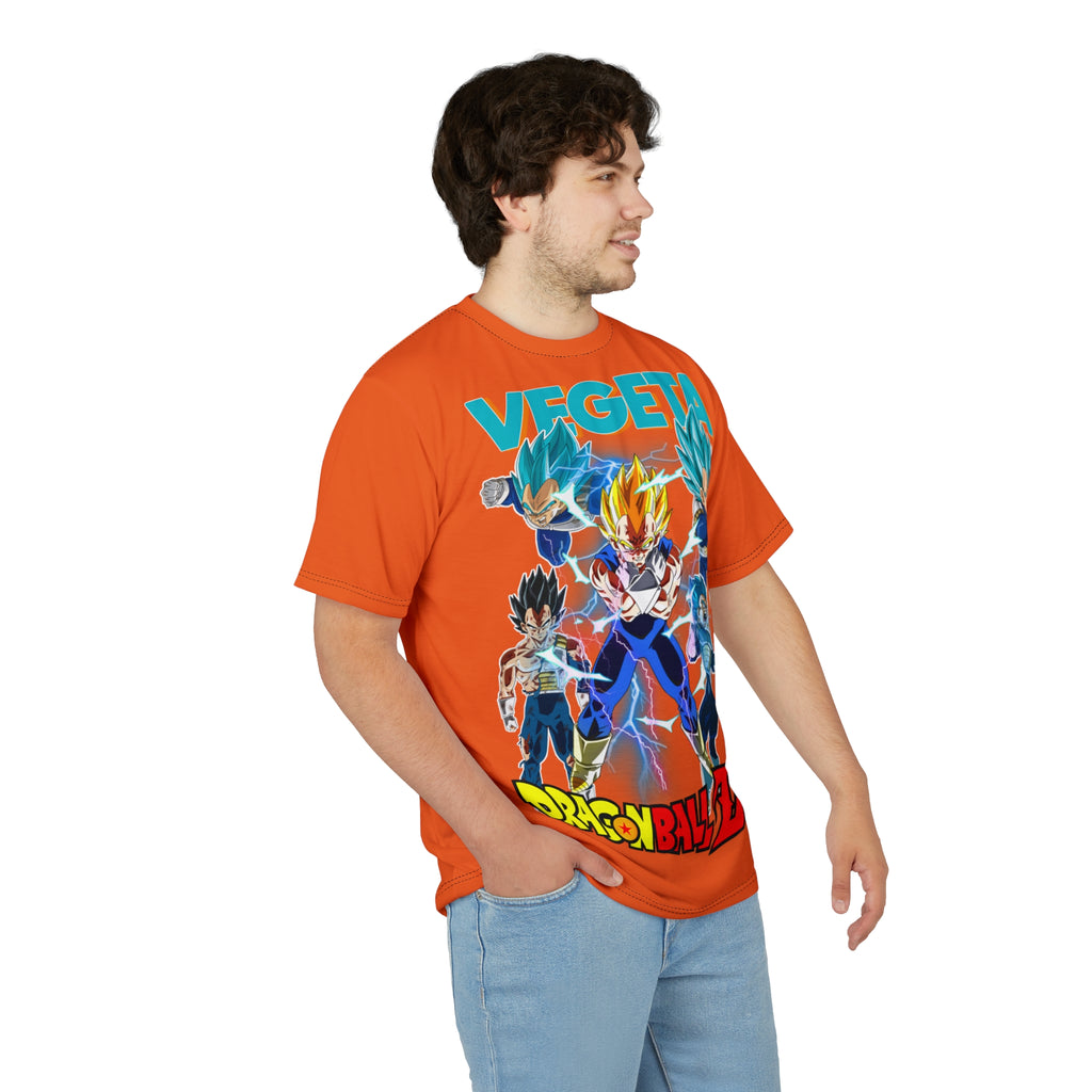 Anime- Vegeta Dragon Ball Z Graphic Tee — Orange All-Over Print