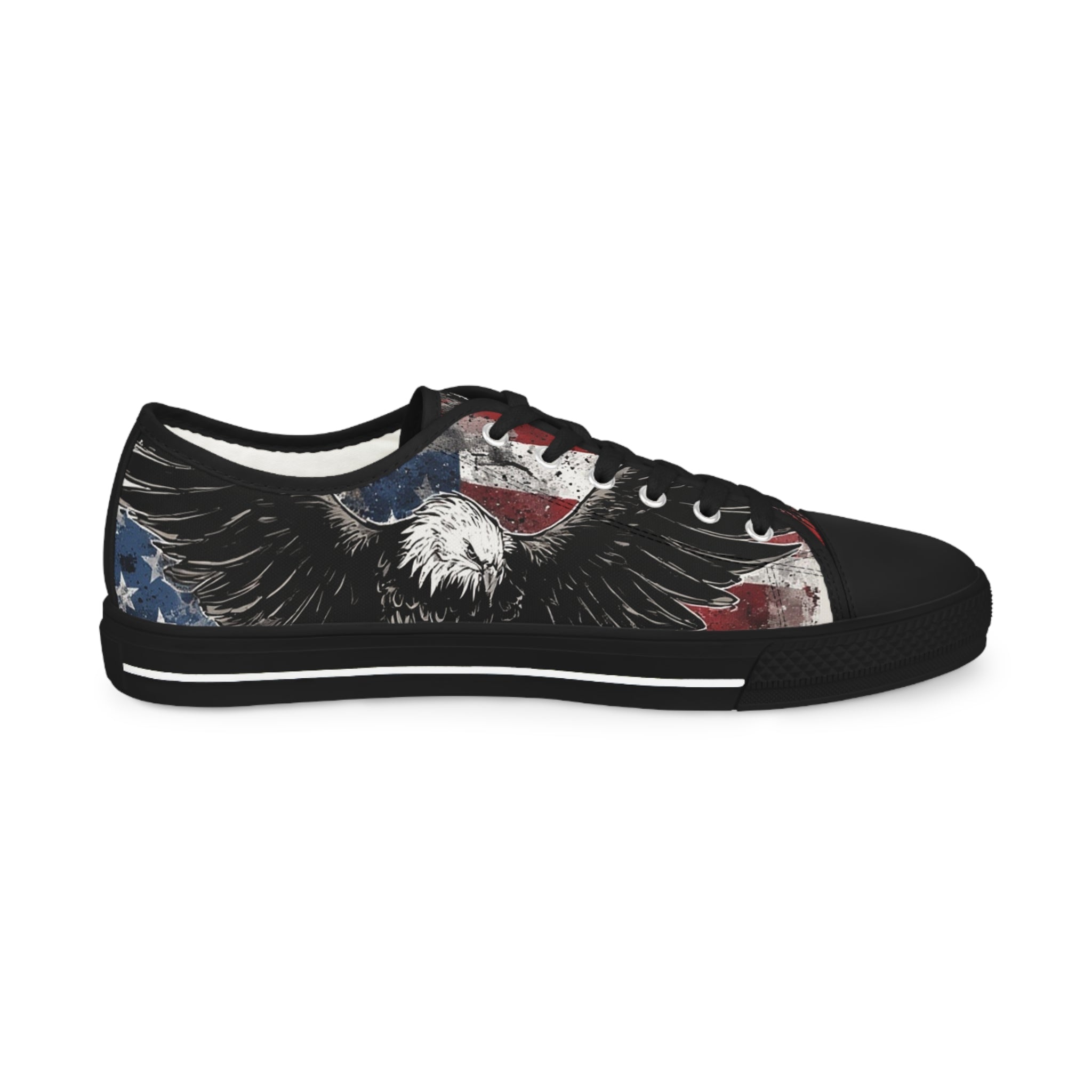 Mindset-Patriotic Eagle Low Top Sneakers — American Flag Graphic Men’s Shoes