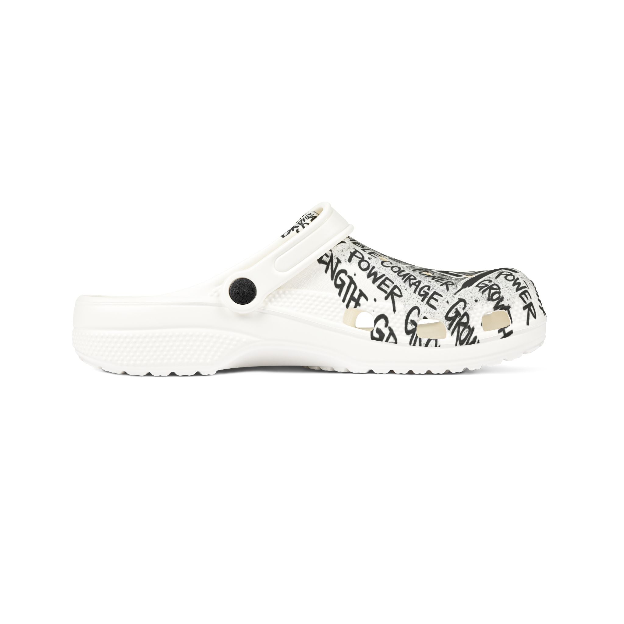 Mindset Graphic Clogs — EVA Foam Comfort Shoes with Motivational Doodle Print