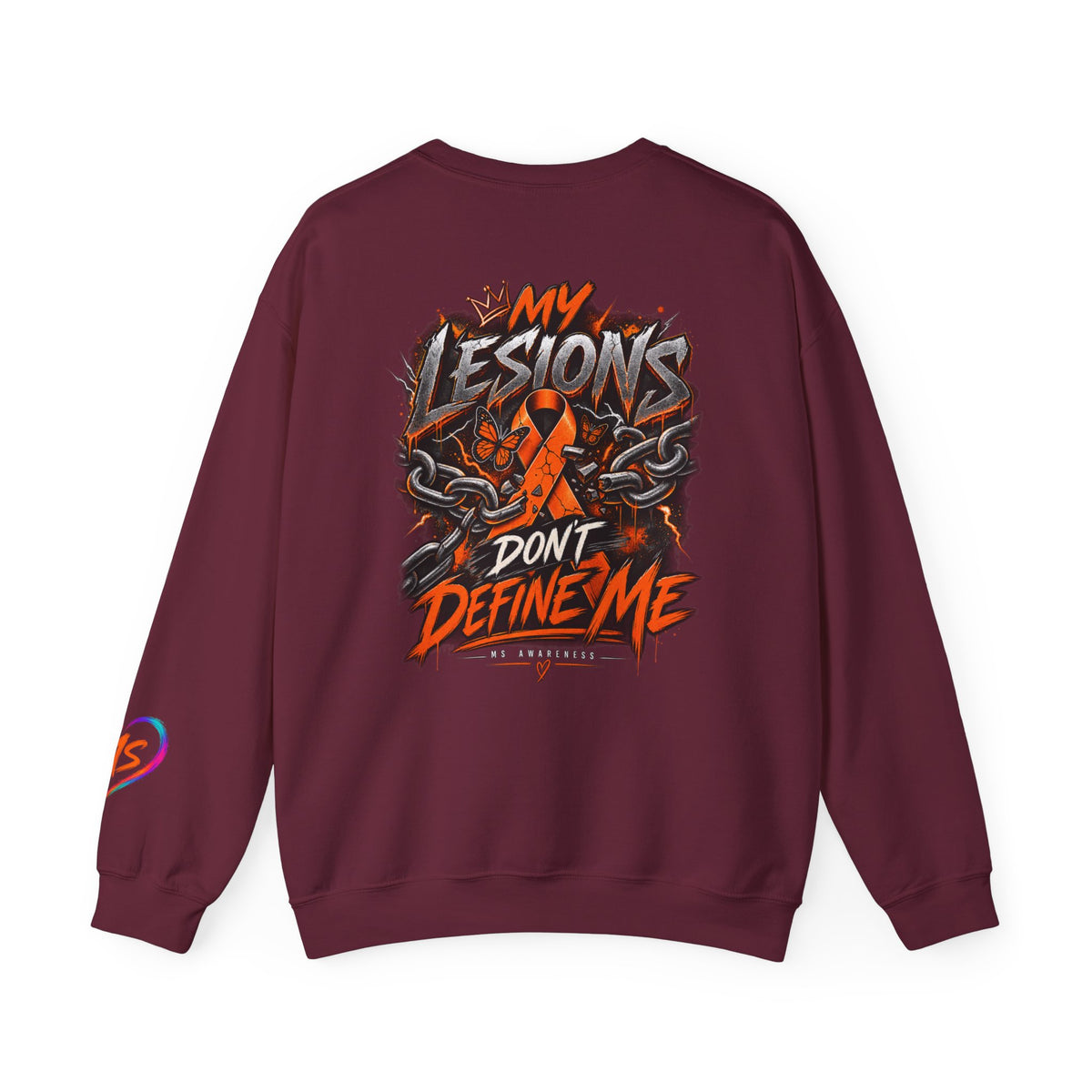 MS- Awareness Skull Crewneck Sweatshirt — "My Lesions Don’t Define Me"