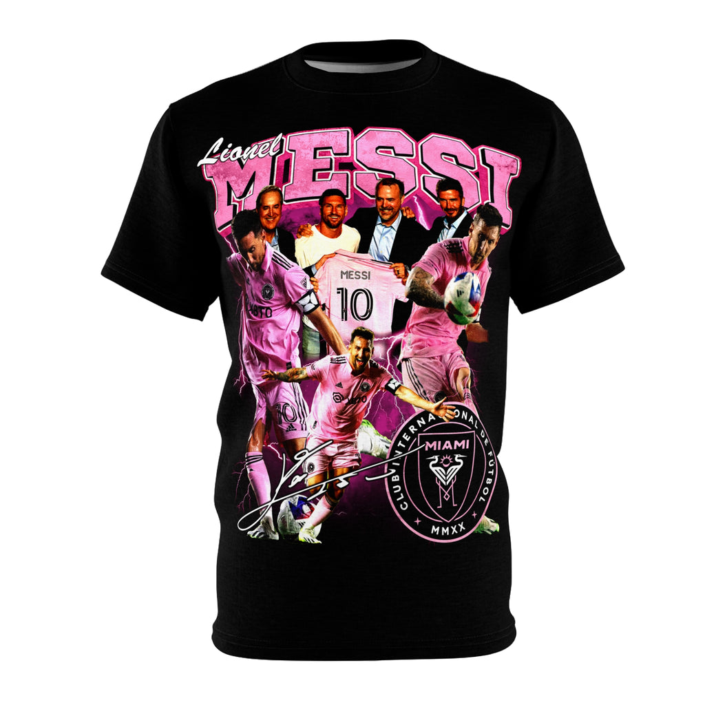 Team-Messi Miami All-Over Graphic Tee — Pink Retro Collage
