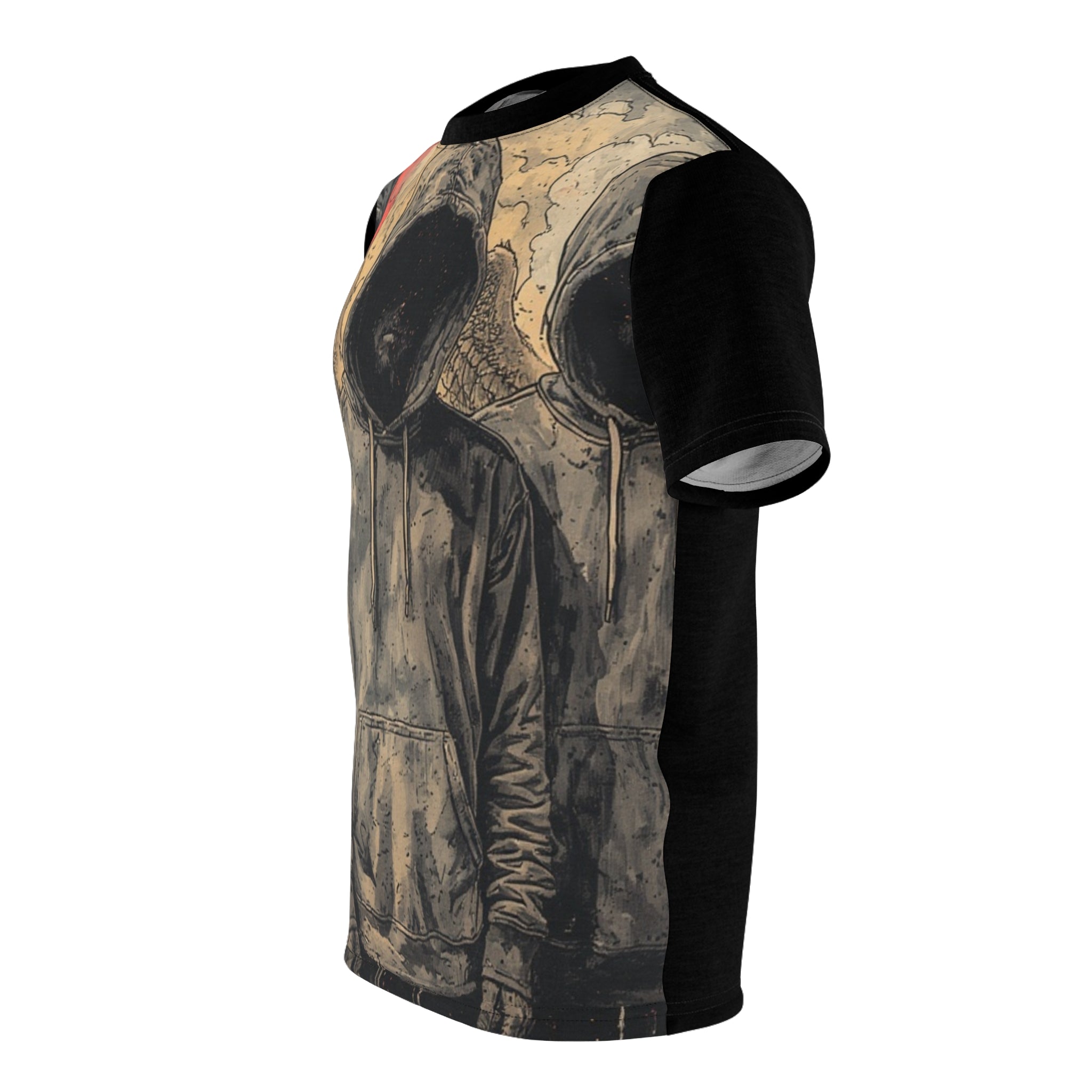 Mindset-Grim Hooded Angel Graphic Tee — Dark Streetwear All-Over Print
