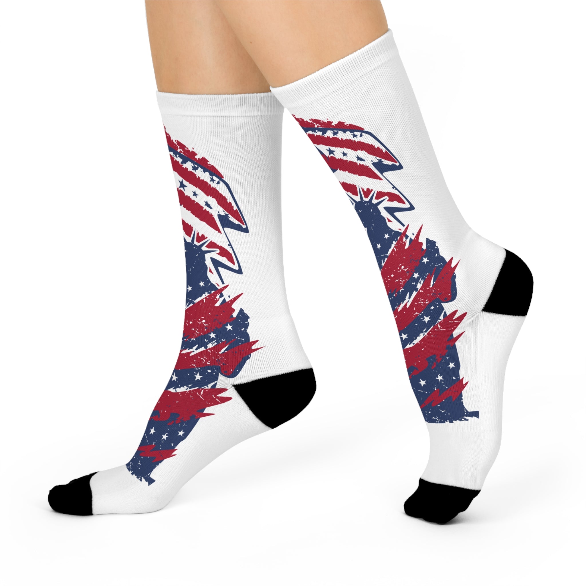 Ant-Cushioned Crew Socks — Patriotic 'Love the People' Eagle USA Flag Design