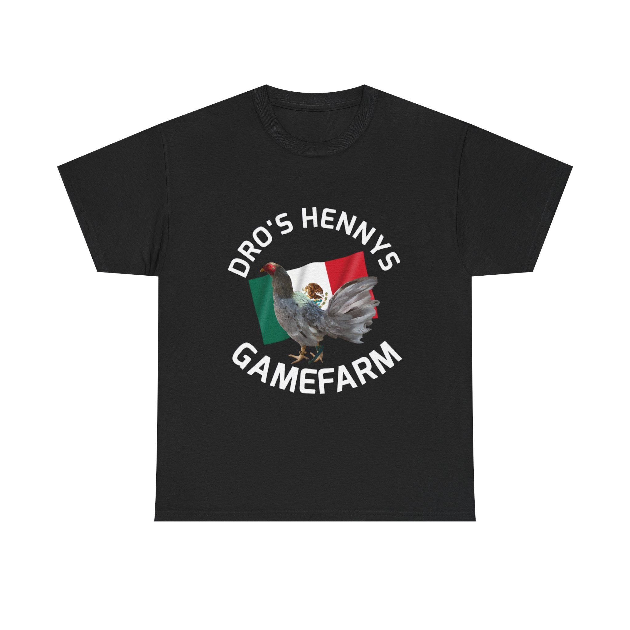 Henny-Gamefowl Tee — "Dro's Henny's Gamefarm" Mexican Flag Rooster Shirt