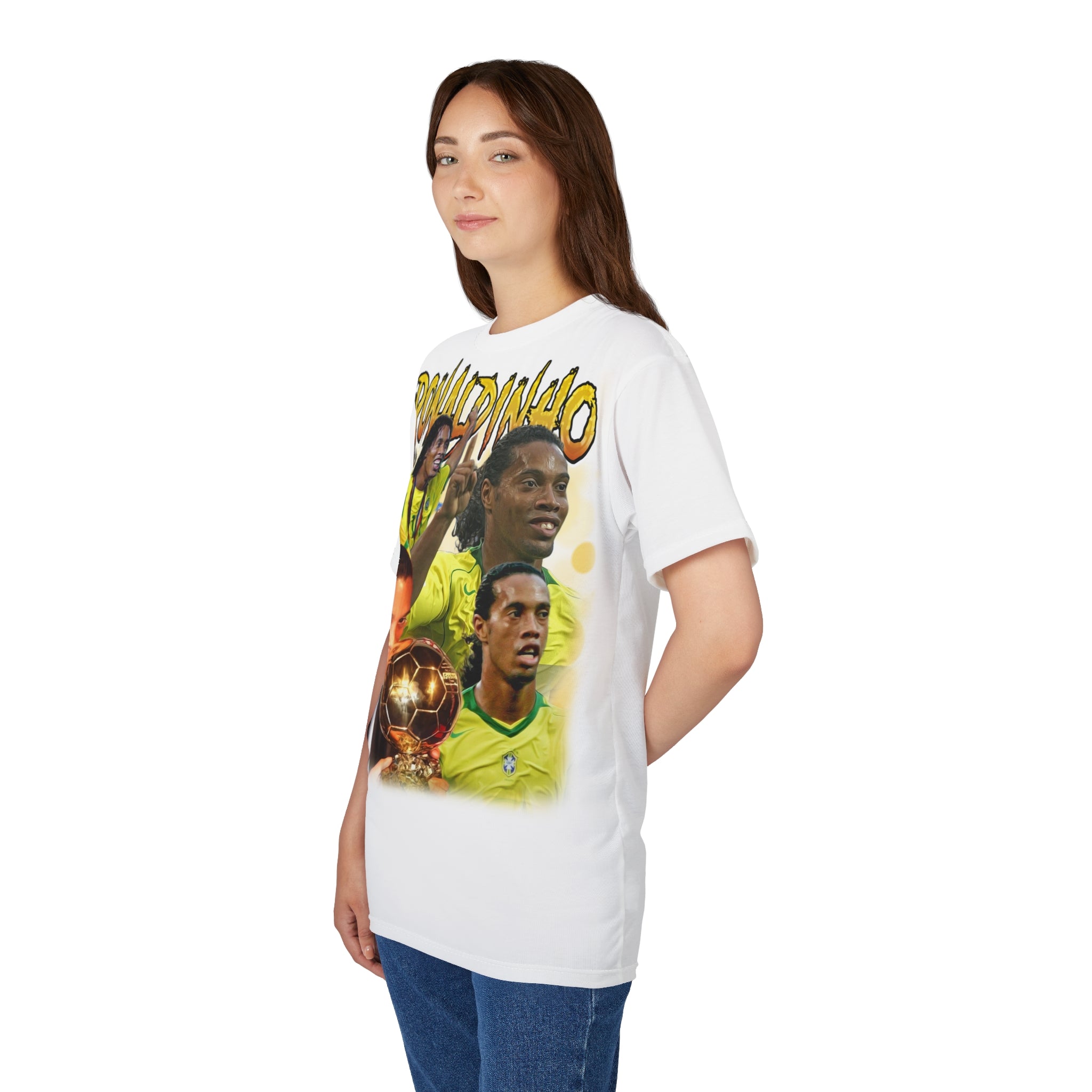 Team-Legendary Soccer Collage Tee — Ronaldinho Graphic Shirt